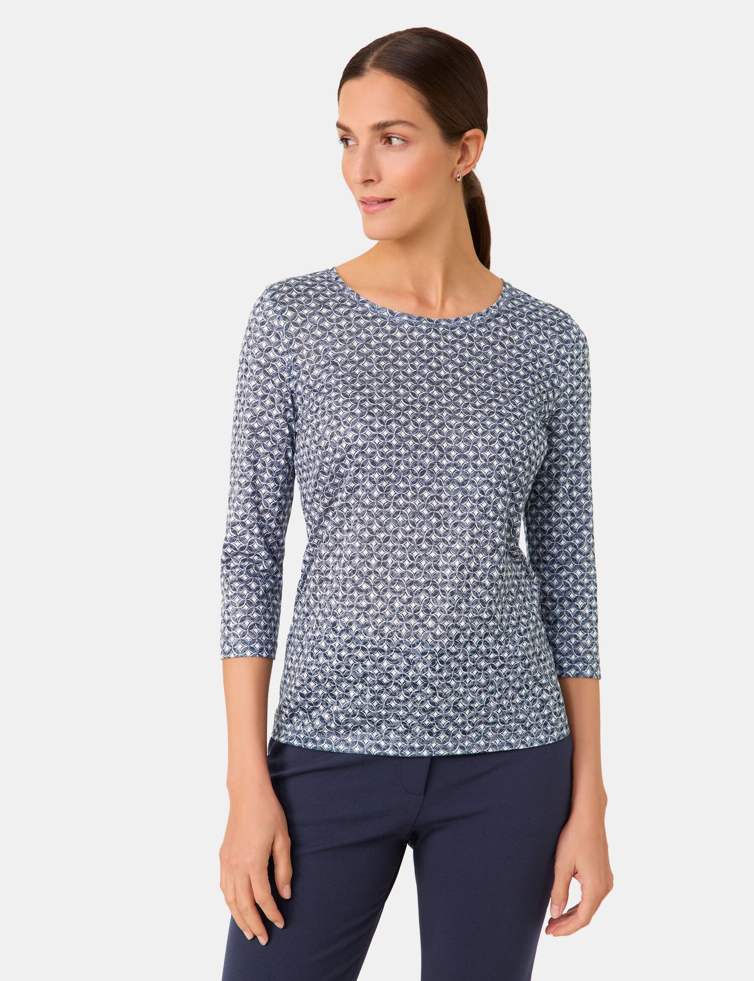 leichtes 3/4 Arm-Shirt in Allover Print