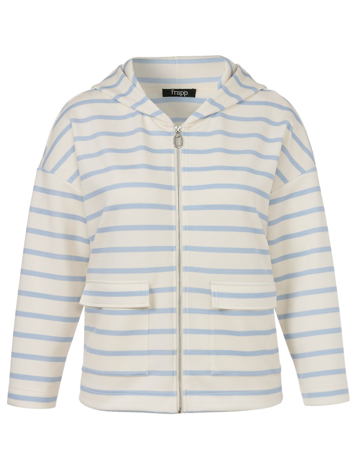 Sweat-Hoodie-Jacke mit Zipper und Ringelmuster aus Viscose-Mix