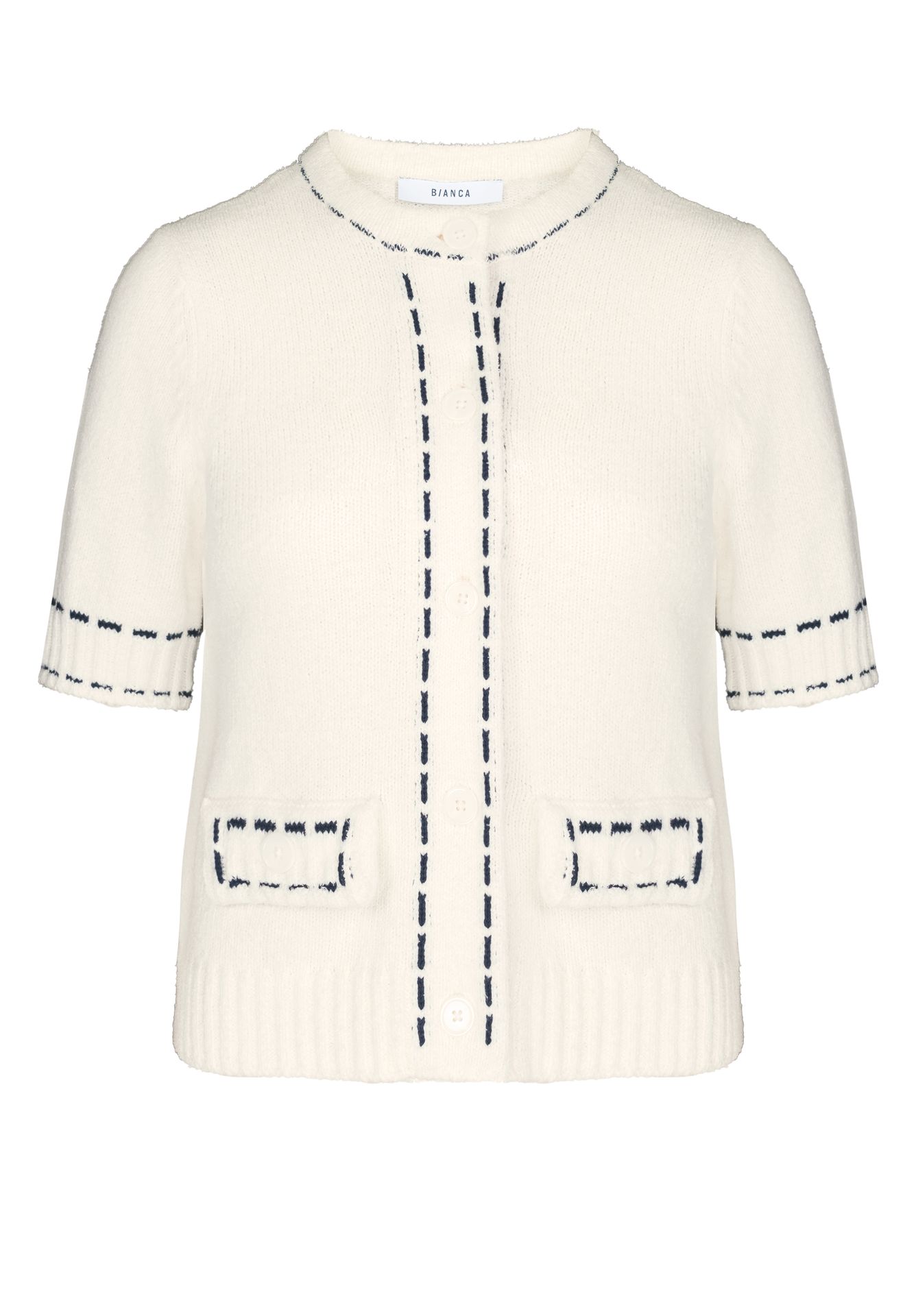 1/2-Arm-Strickjacke im Chanel-Stil "RENE" aus Baumwoll-Mix