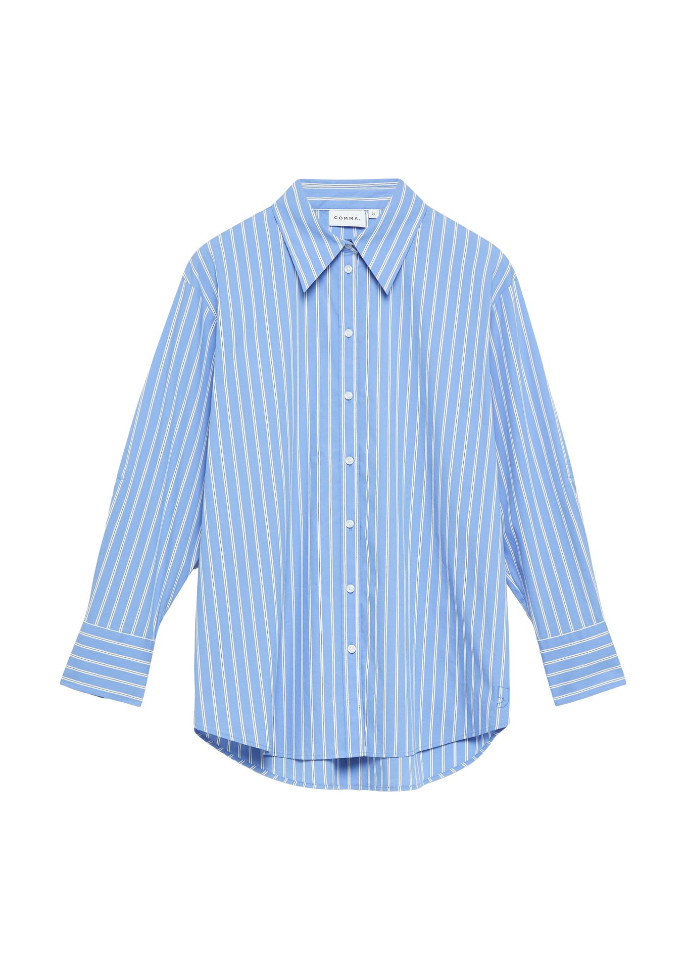 Oversized Hemdbluse mit Streifenmuster aus Baumwoll-Elasthan-Mix