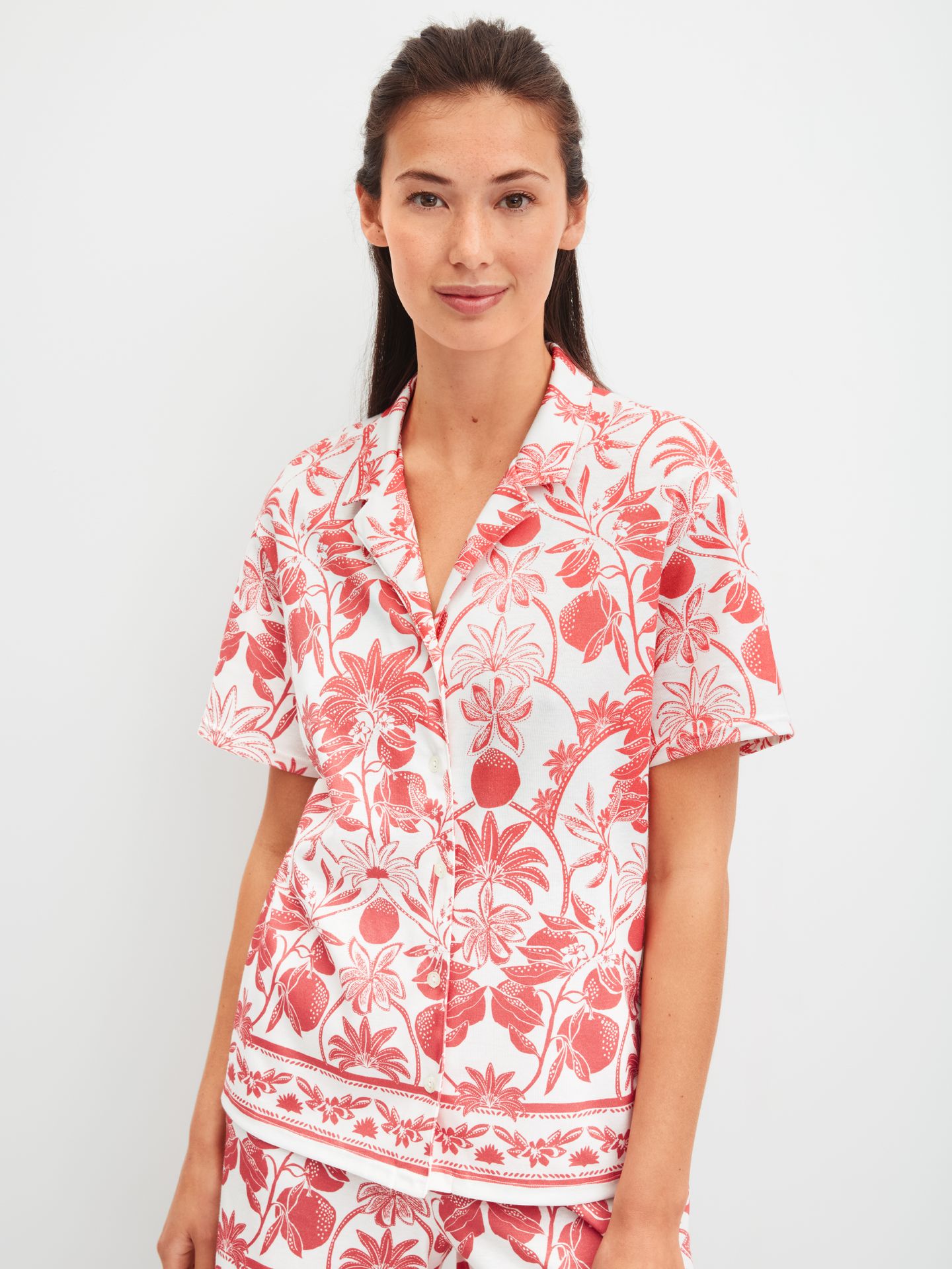 Sleepwear-Shirt mit Allover-Muster aus reinem Baumwoll-Jersey
