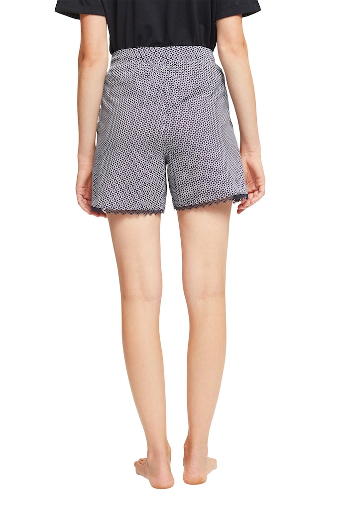 Sleepwear-Shorts aus Baumwoll-Jersey mit Minimal-Print und Spitze