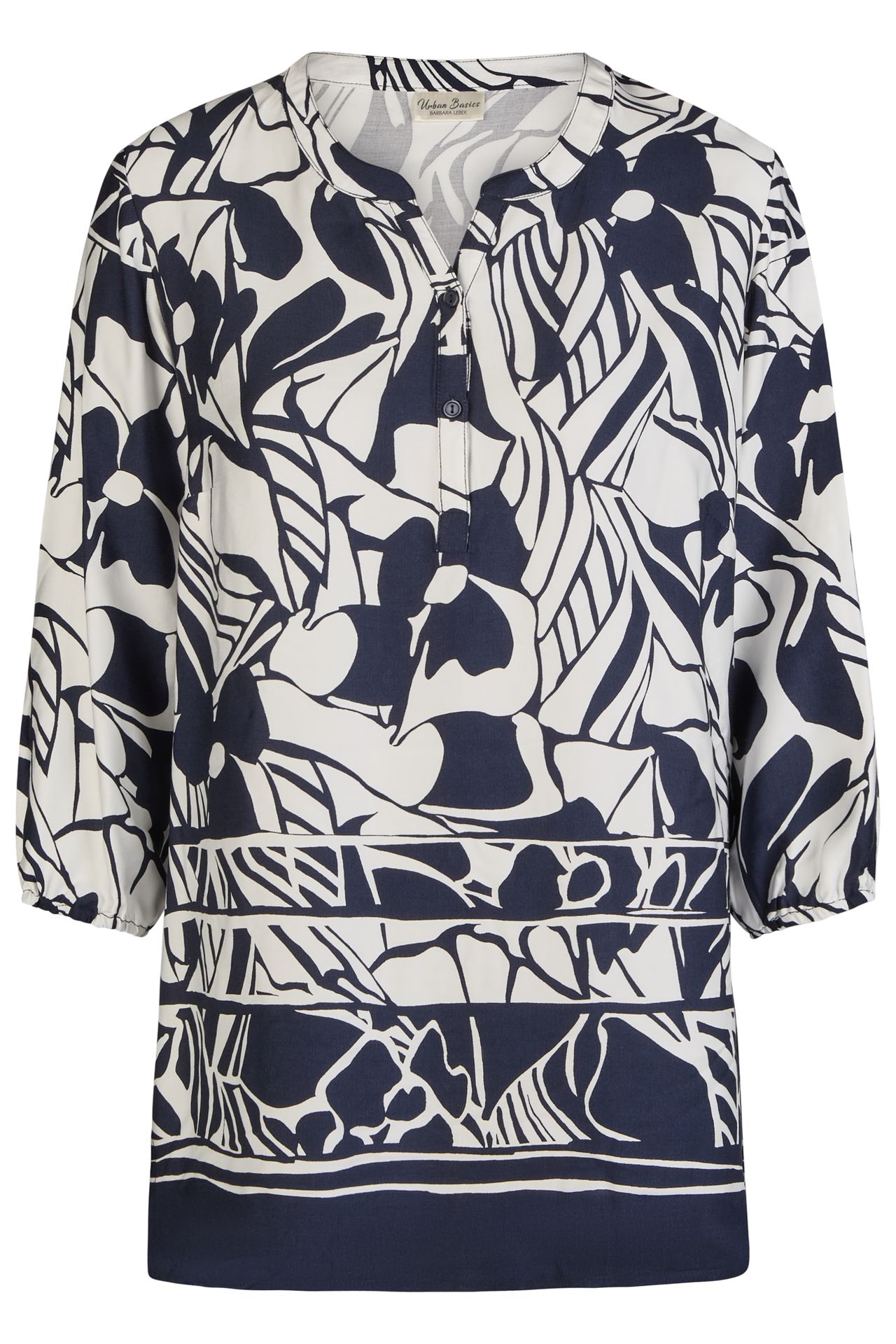 Tunika-Longbluse mit großem Allover-Print aus Viskose