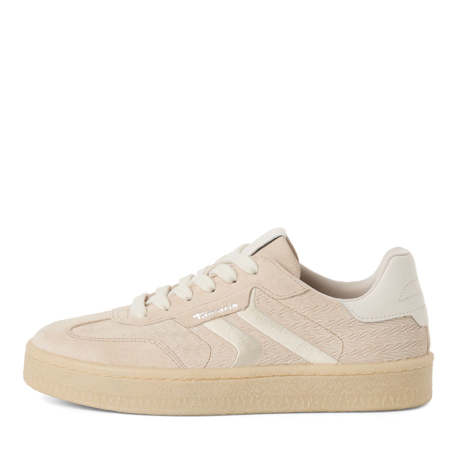 sportl. Damen-Sneaker im Material-Mix mit Echt-Leder-Streifen