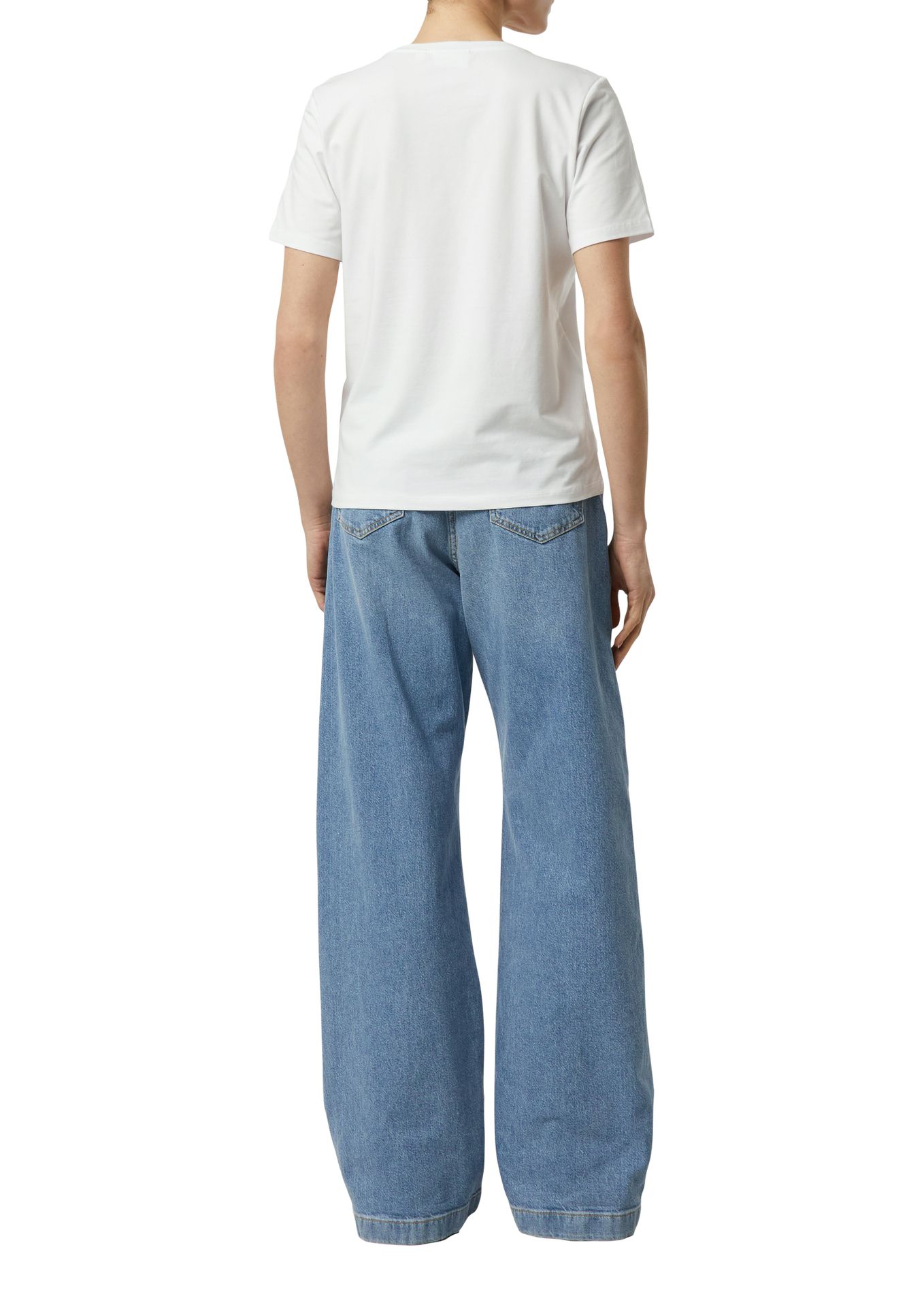 edles T-Shirt mit funkelnden Wording-Front-Motiv aus Baumwoll-Modal-Mix