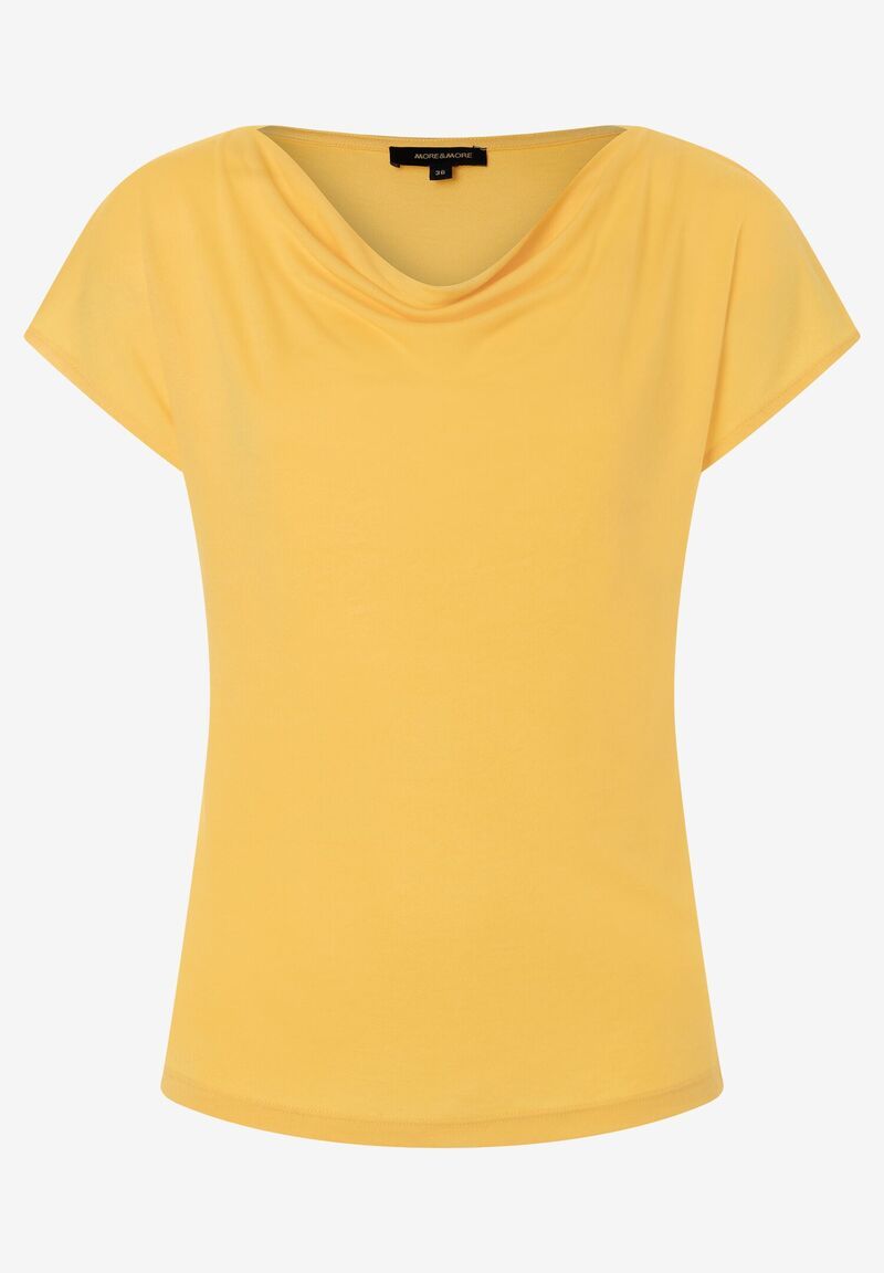 uni Shirt mit Wasserfall-Ausschnitt aus fließender Viskose