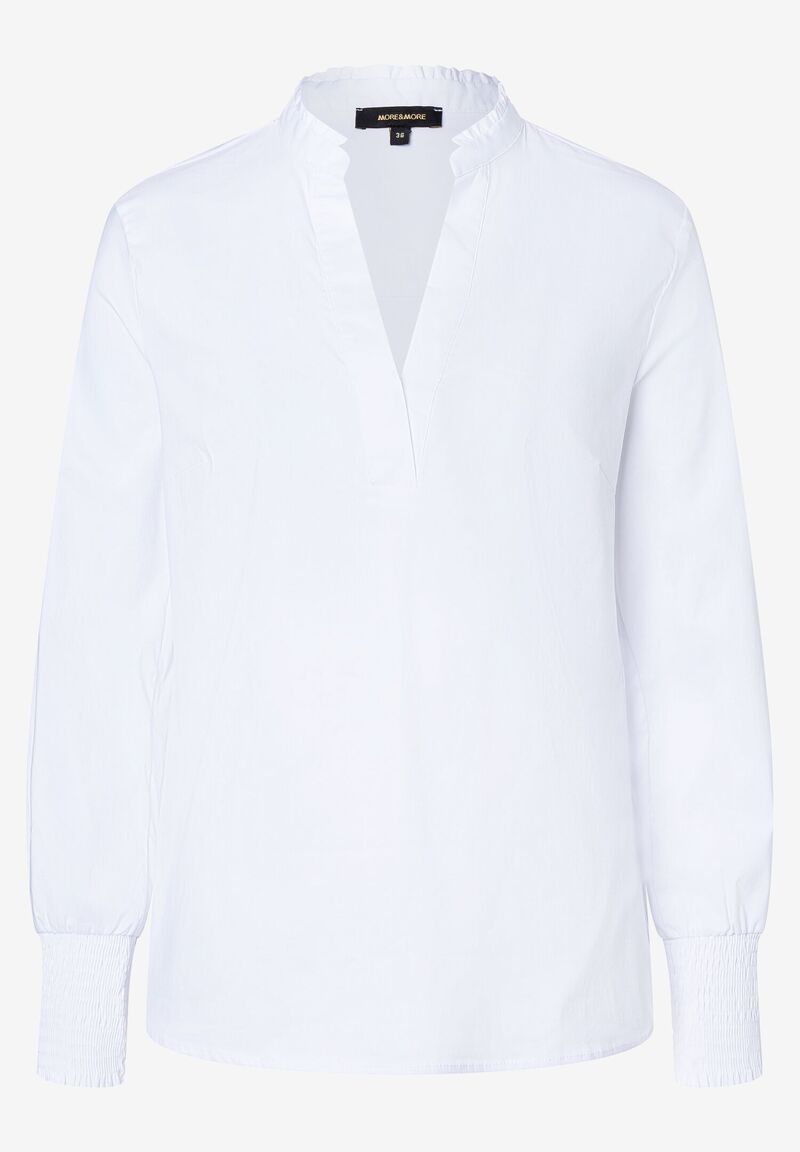elegante Baumwoll/Stretch Bluse mit gesmokten Ärmelabschlüssen