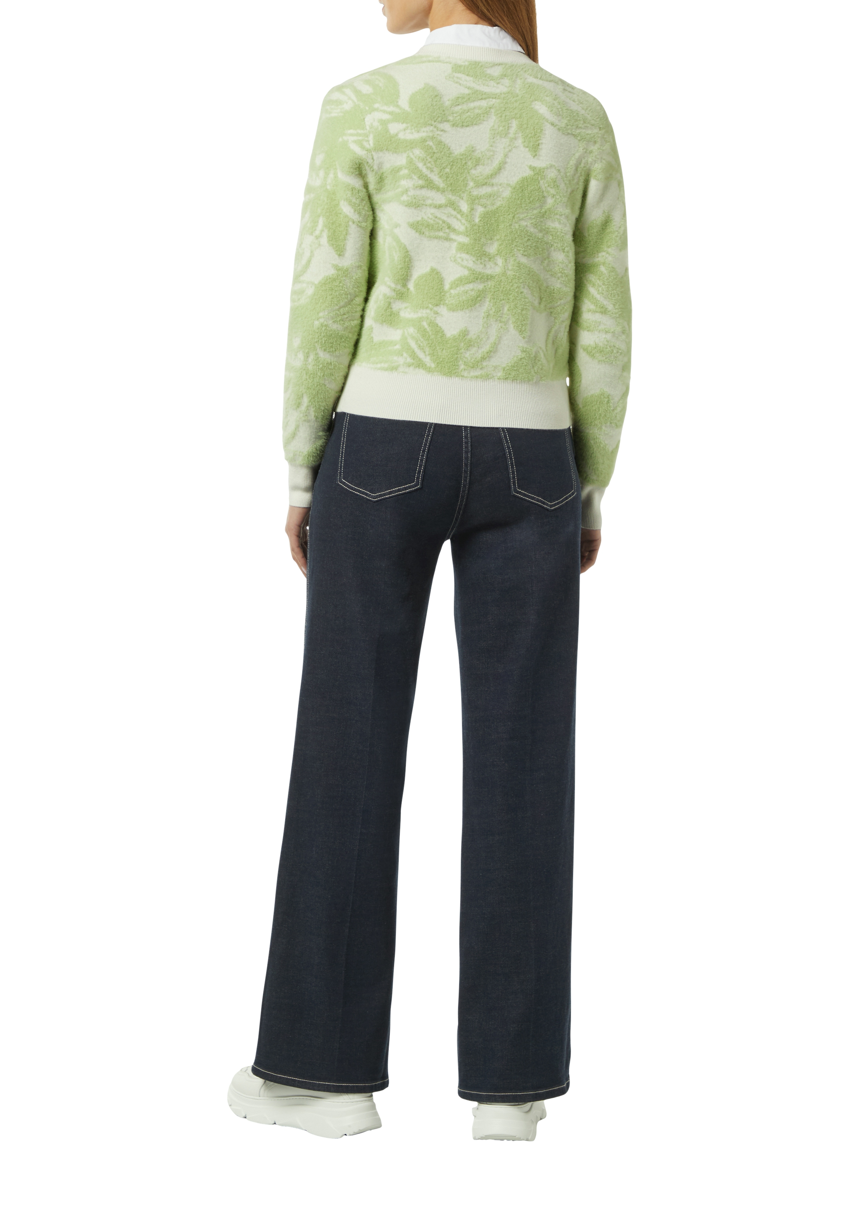 flauschige Jacquard-Strickjacke