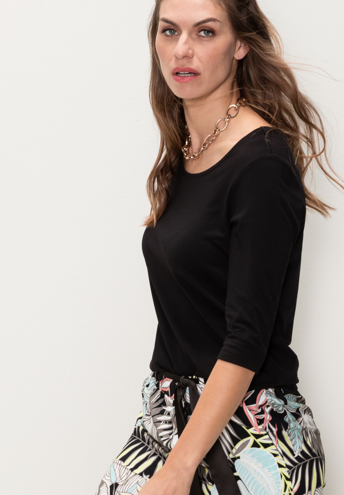 uni Basic-T-Shirt "DIELLA" aus Baumwoll-Modal-Mix