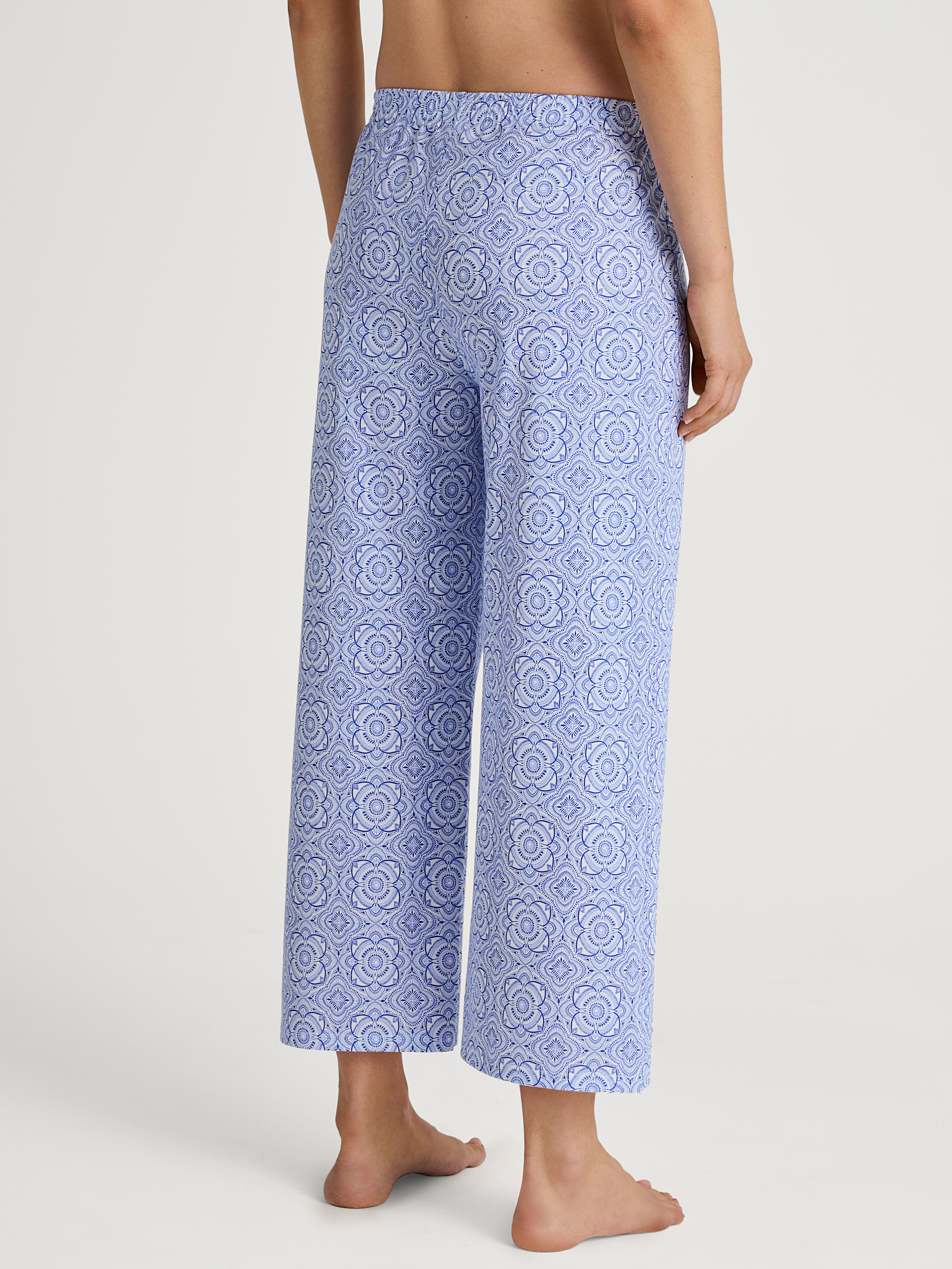 gemusterte Damen-Night-Hose aus reinem Baumwoll-Jersey