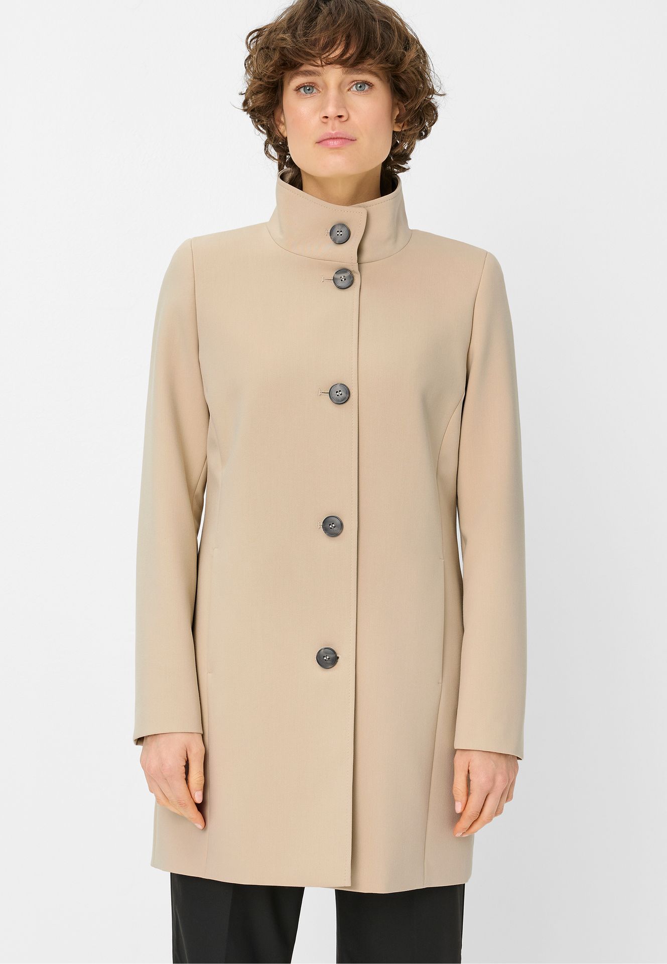 feiner gewebter Kurzmantel mit Viskose-Anteil und Stehkragen