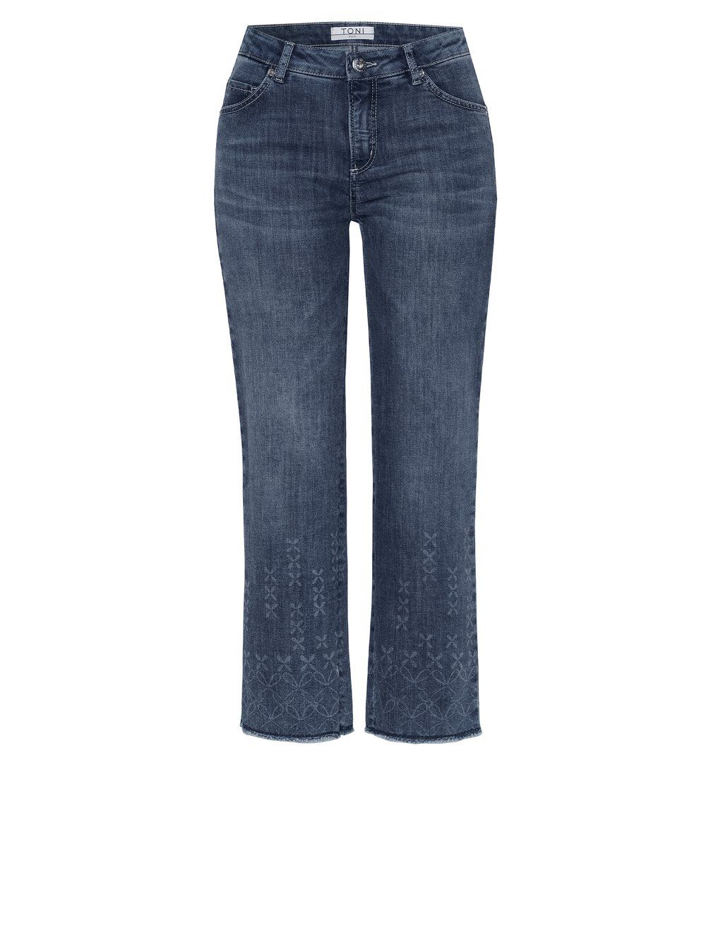 Damenjeans in Plus-Fit-Size "Ella Cropped" mit dezentem Muster am Bein