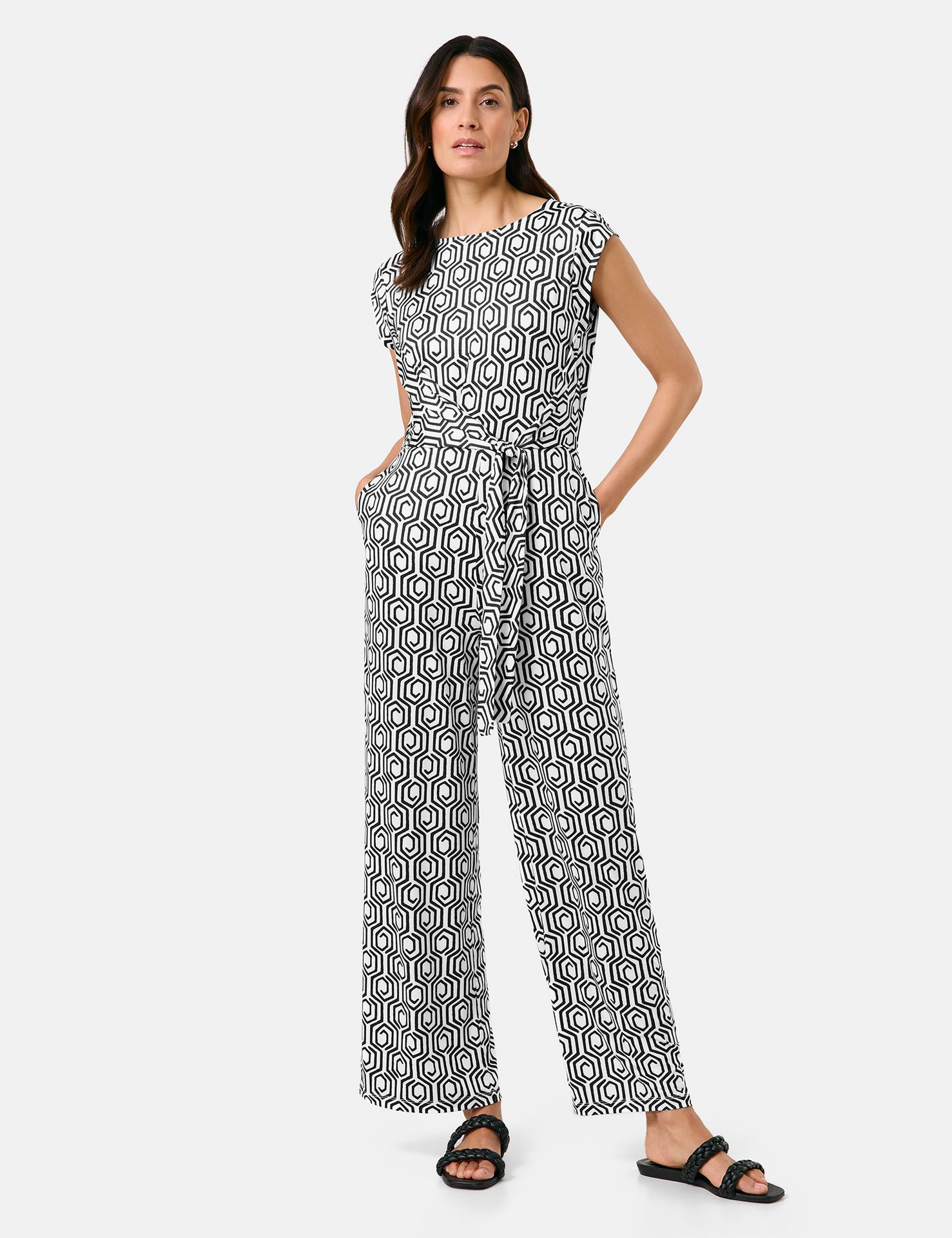 Fließender Jumpsuit mit Allover-Dessin