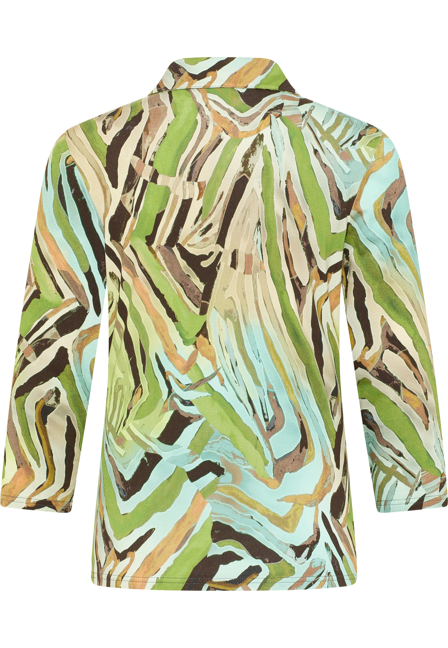 Langarm-Shirt mit Polo-Kragen und graphischem Allover-Muster aus Viskose