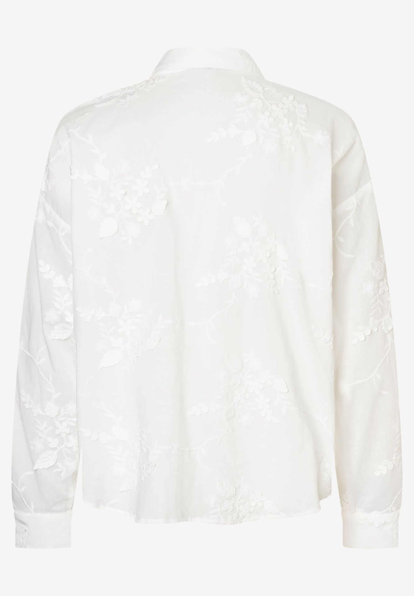 romantische uni Bluse mit Allover-Bestickung aus Baumwolle