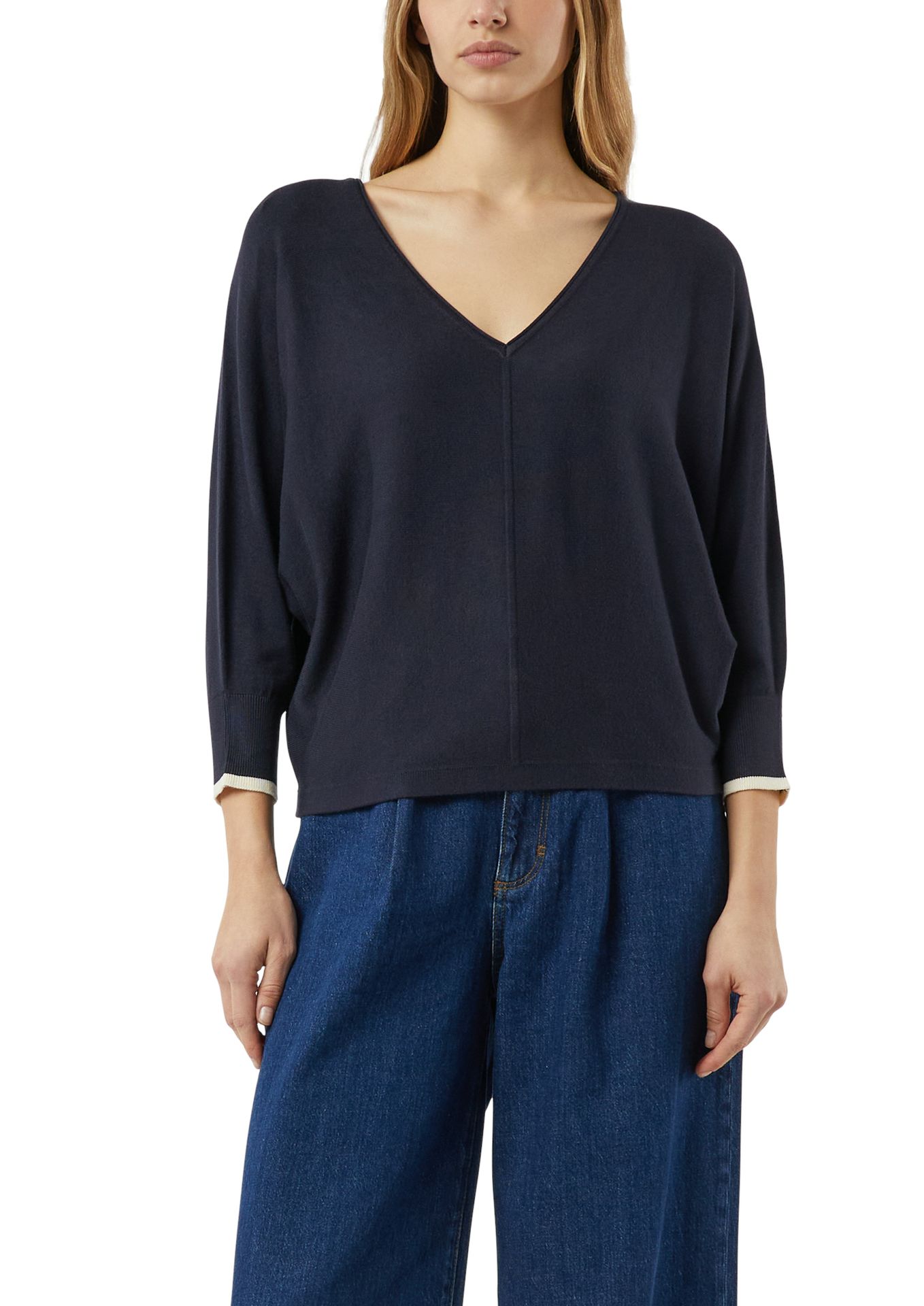 uni oversized Feinstrick-Pullover aus Viskose-Mix