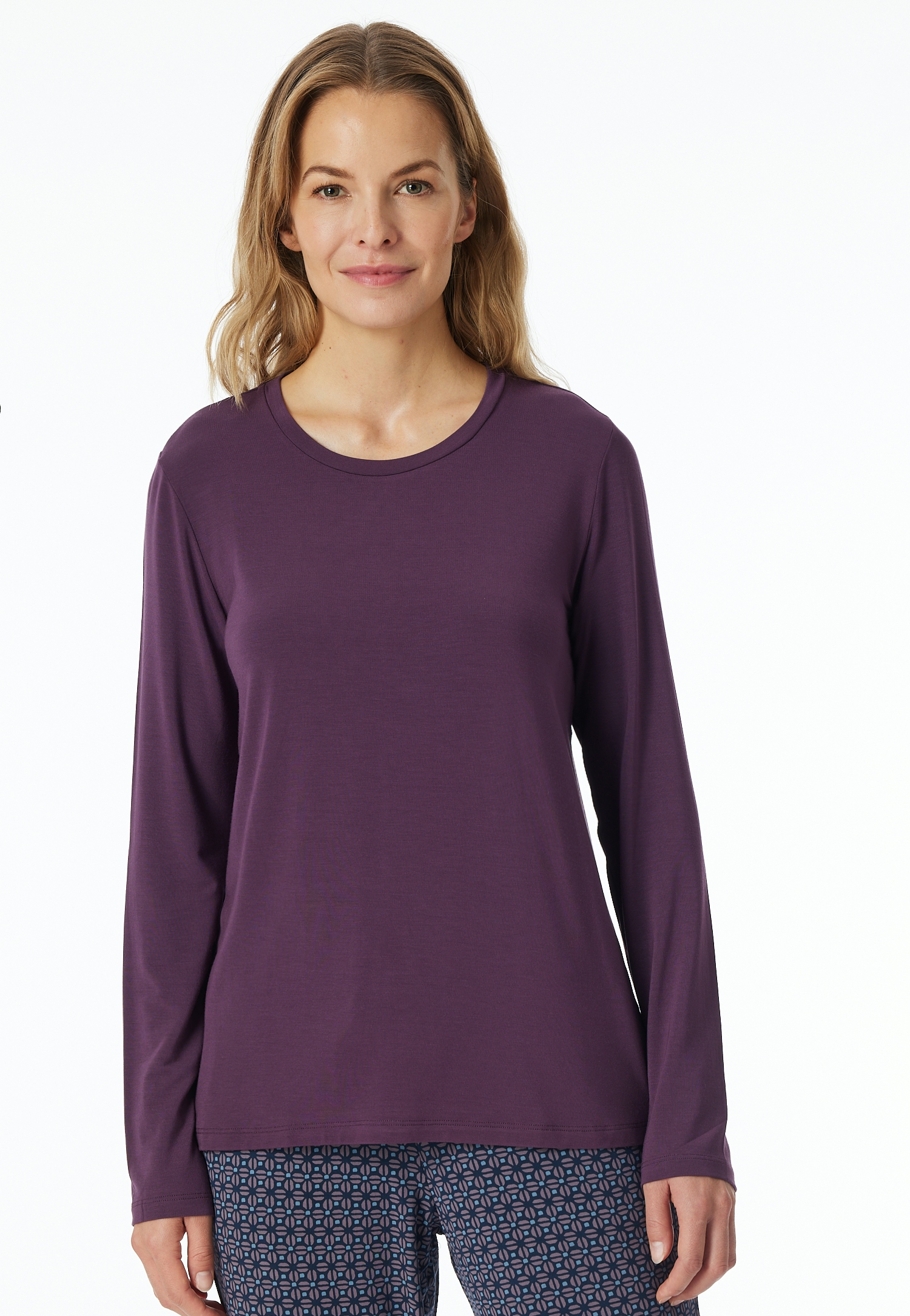 unifarbenes Damen-Loungeshirt aus Modal-Single-Jersey