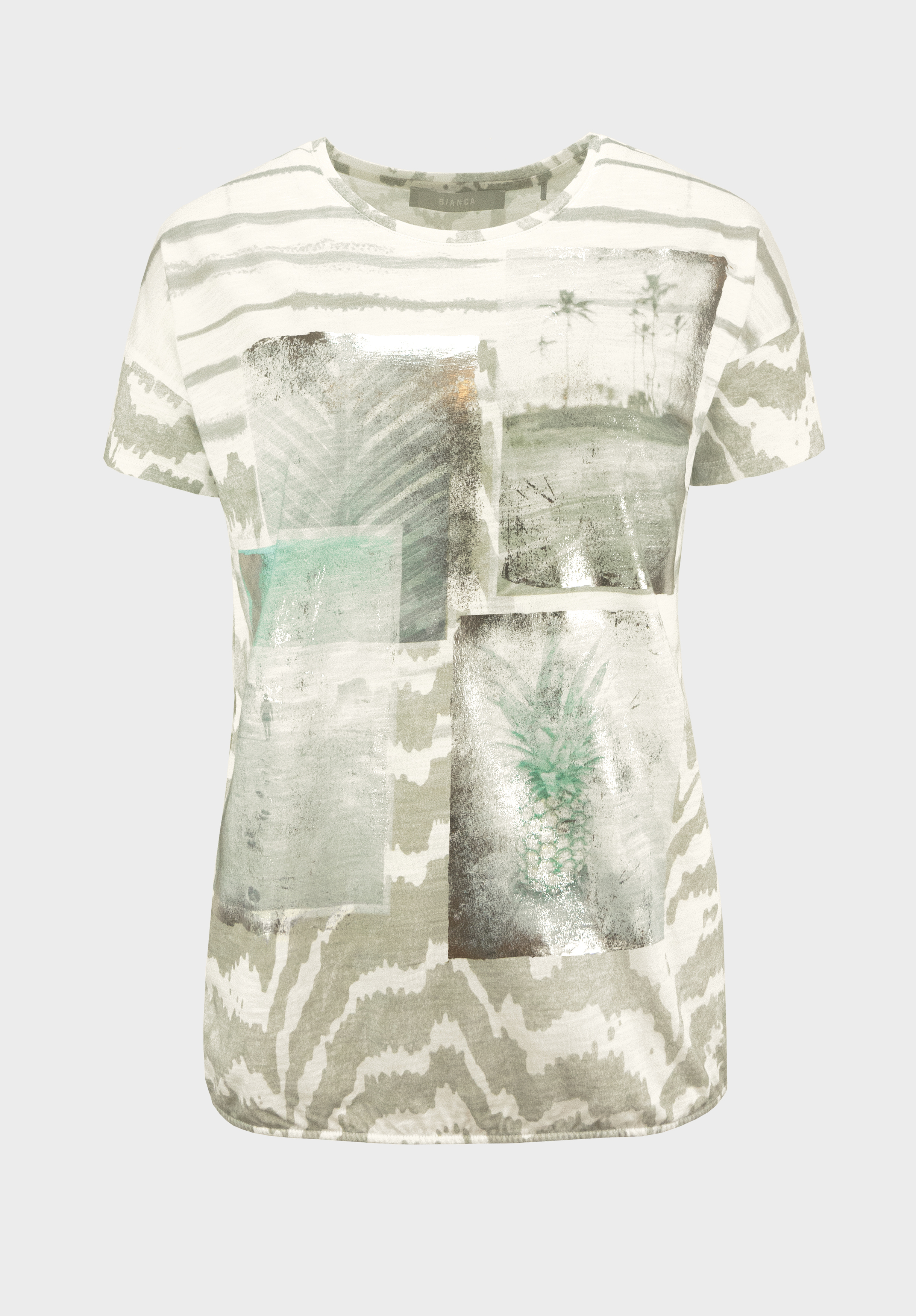 Baumwoll-T-Shirt "JULIE" mit platziertem Muster-Druck und Gummibund