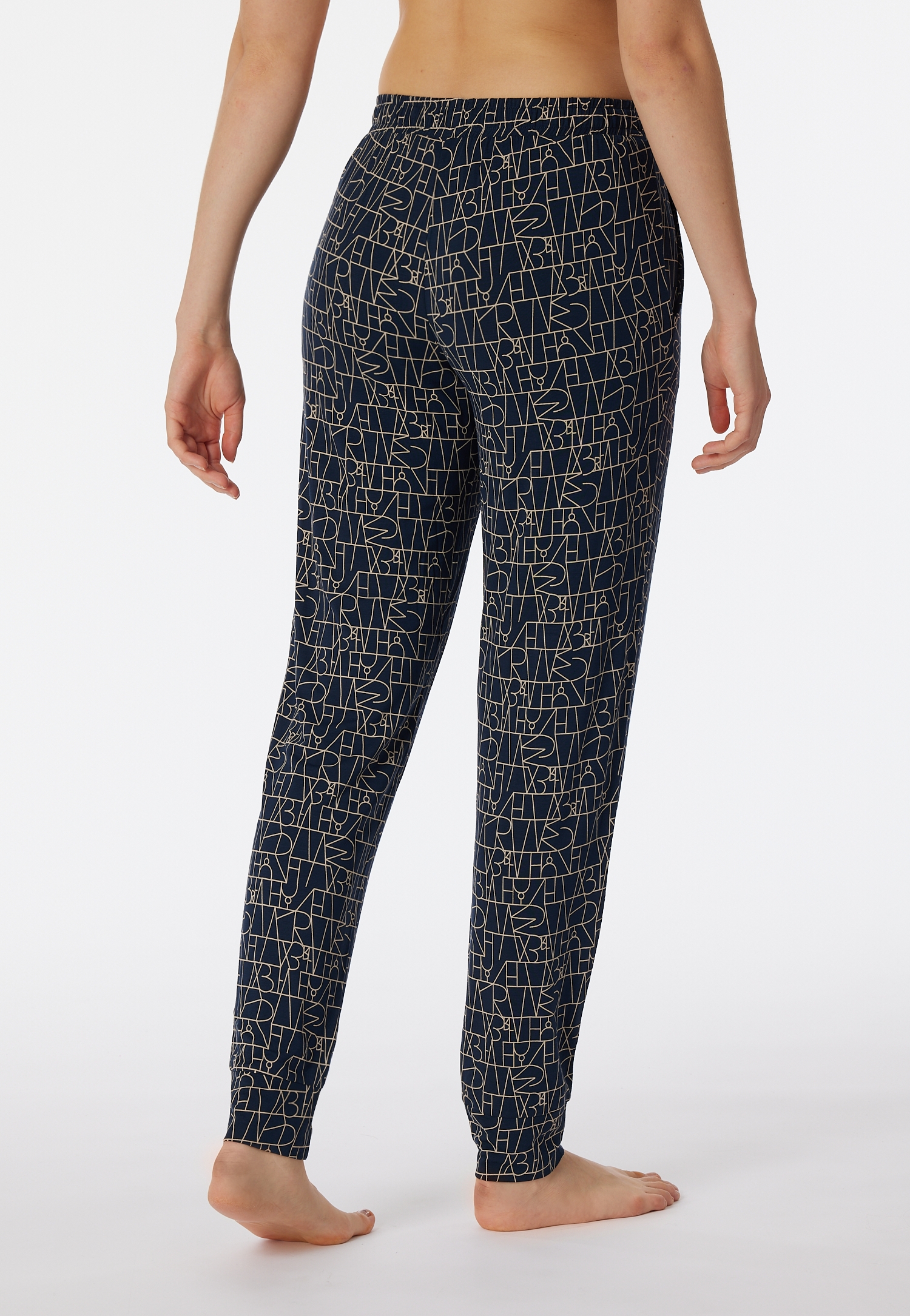 Damen-Night-Pants mit graphischem Wording-Muster aus Modal
