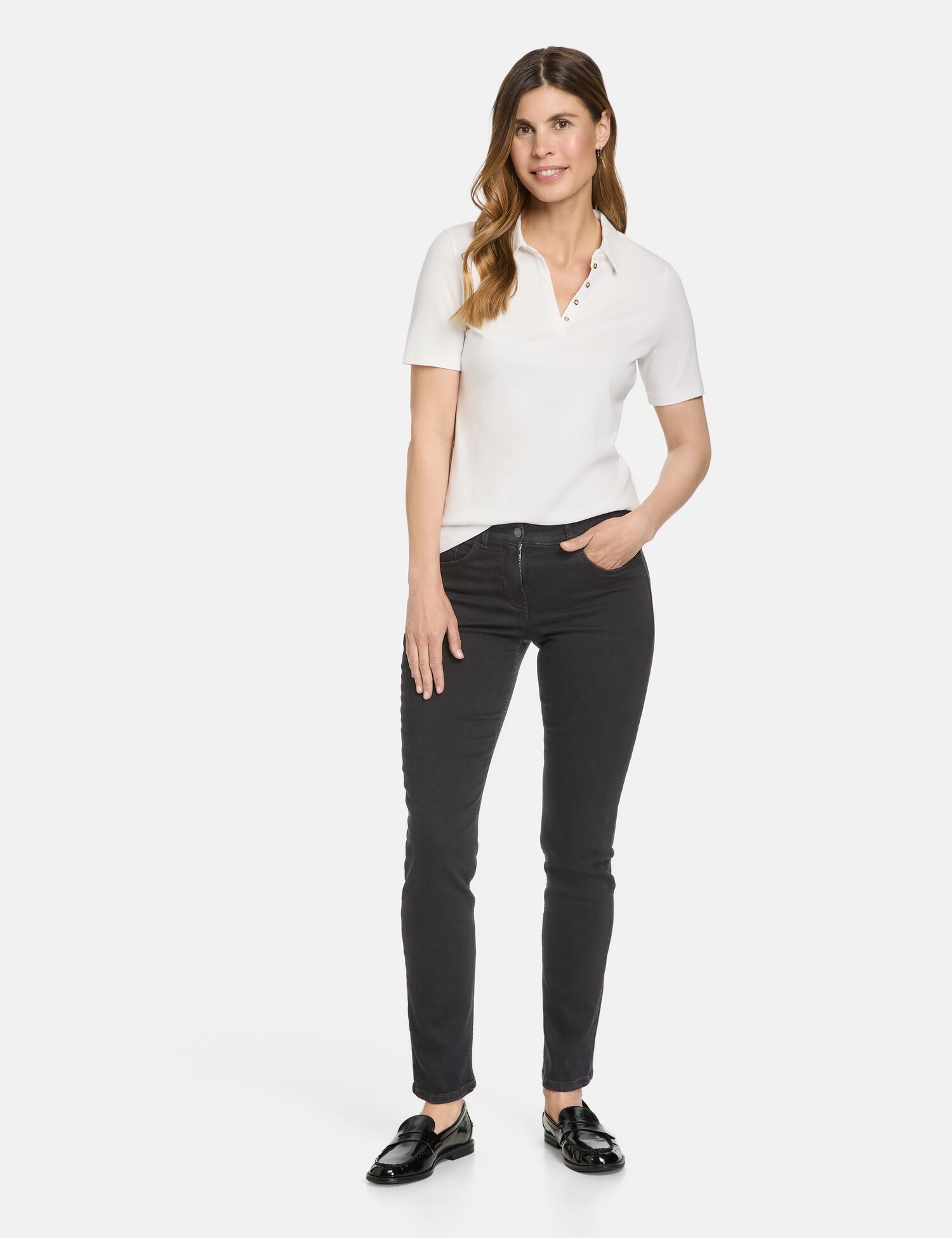 Damen-5-Pocket-Jeans aus elastischem Baumwoll-Denim