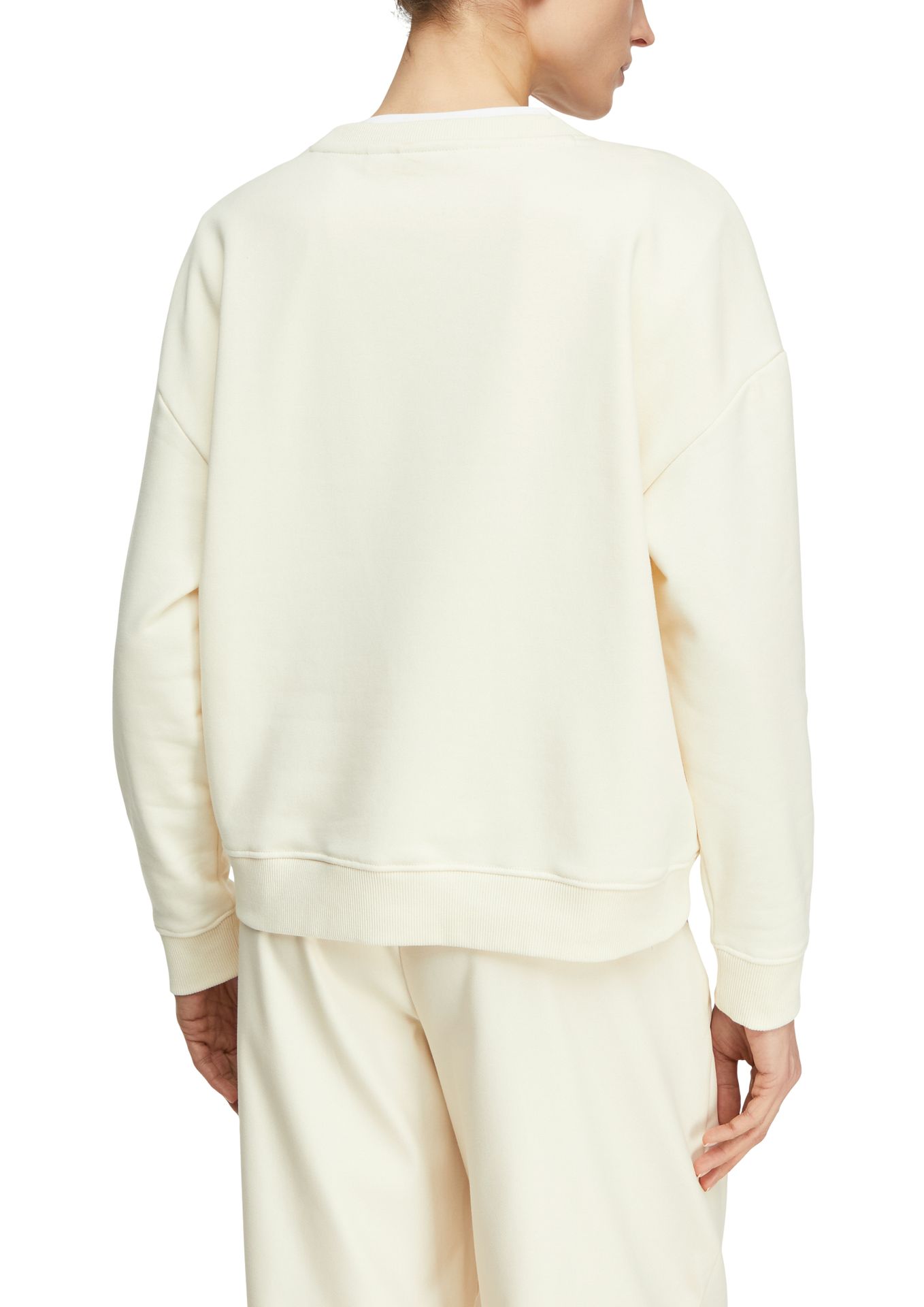 uni Sweatshirt mit romantischem Blumen-Stick-Applikationen aus Baumwoll-Mix