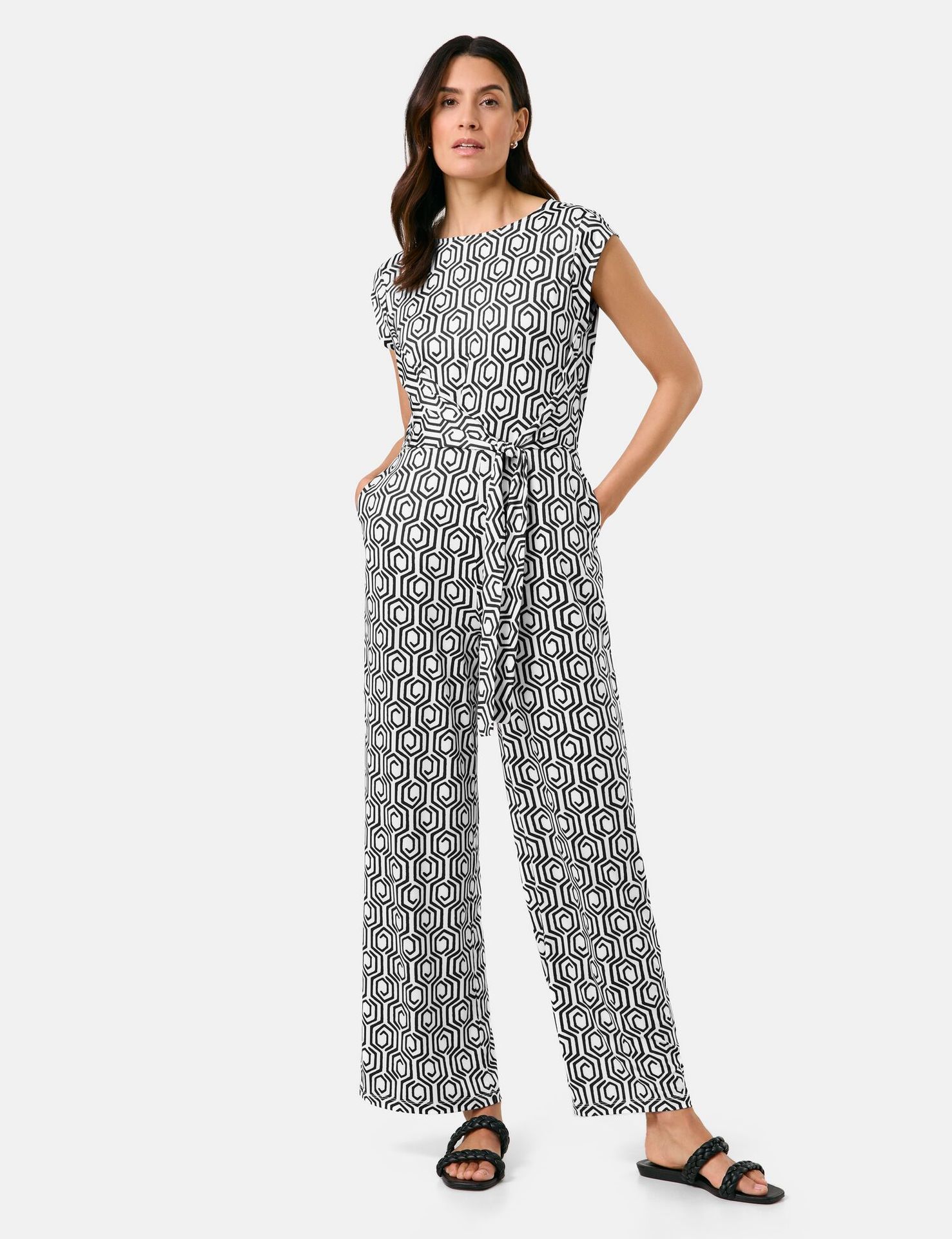 Fließender Jumpsuit mit Allover-Dessin