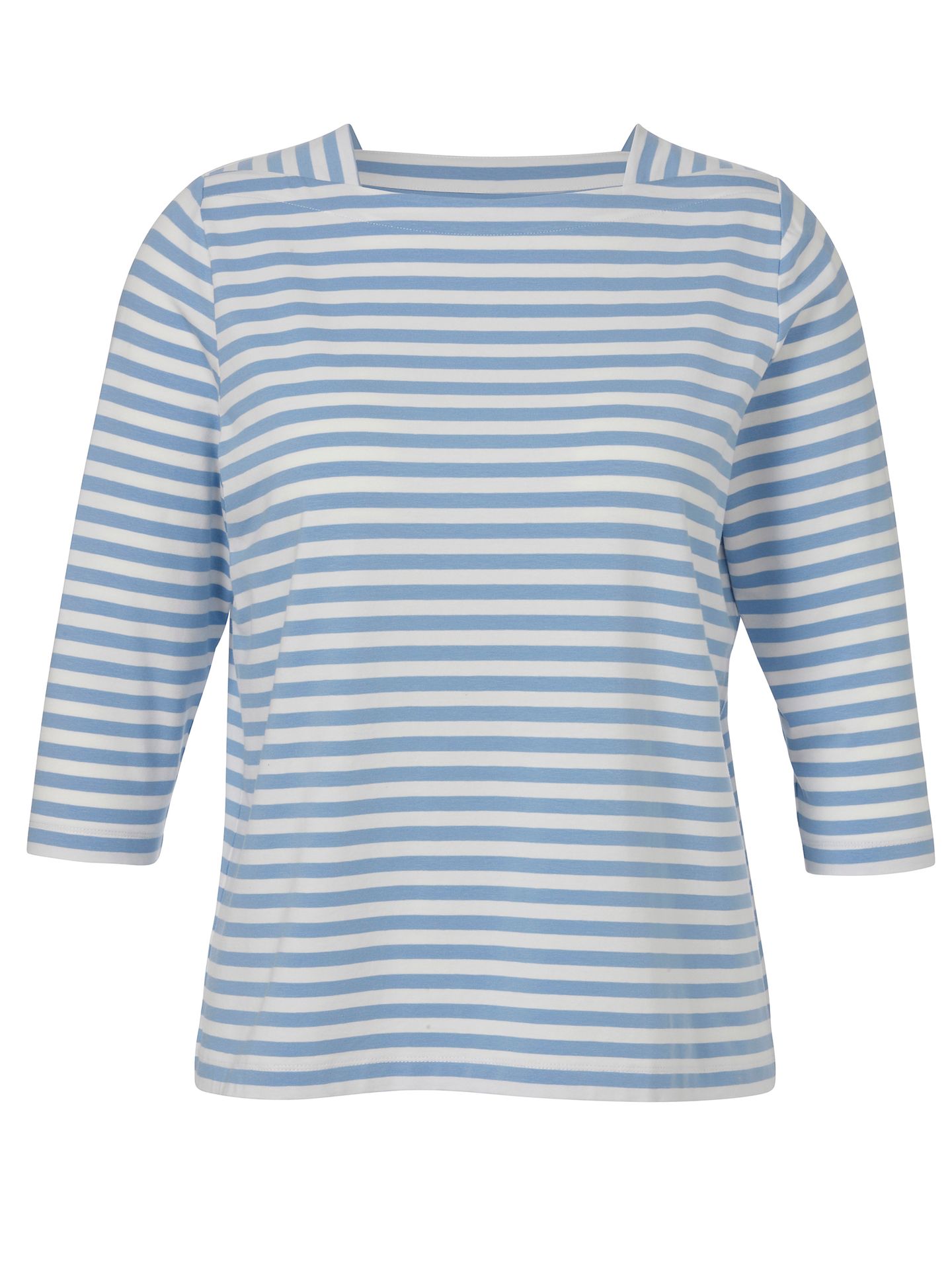 3/4 Arm-Shirt mit Karree-Ausschnitt und Allover-Ringel aus Baumwoll-Modal-Jersey