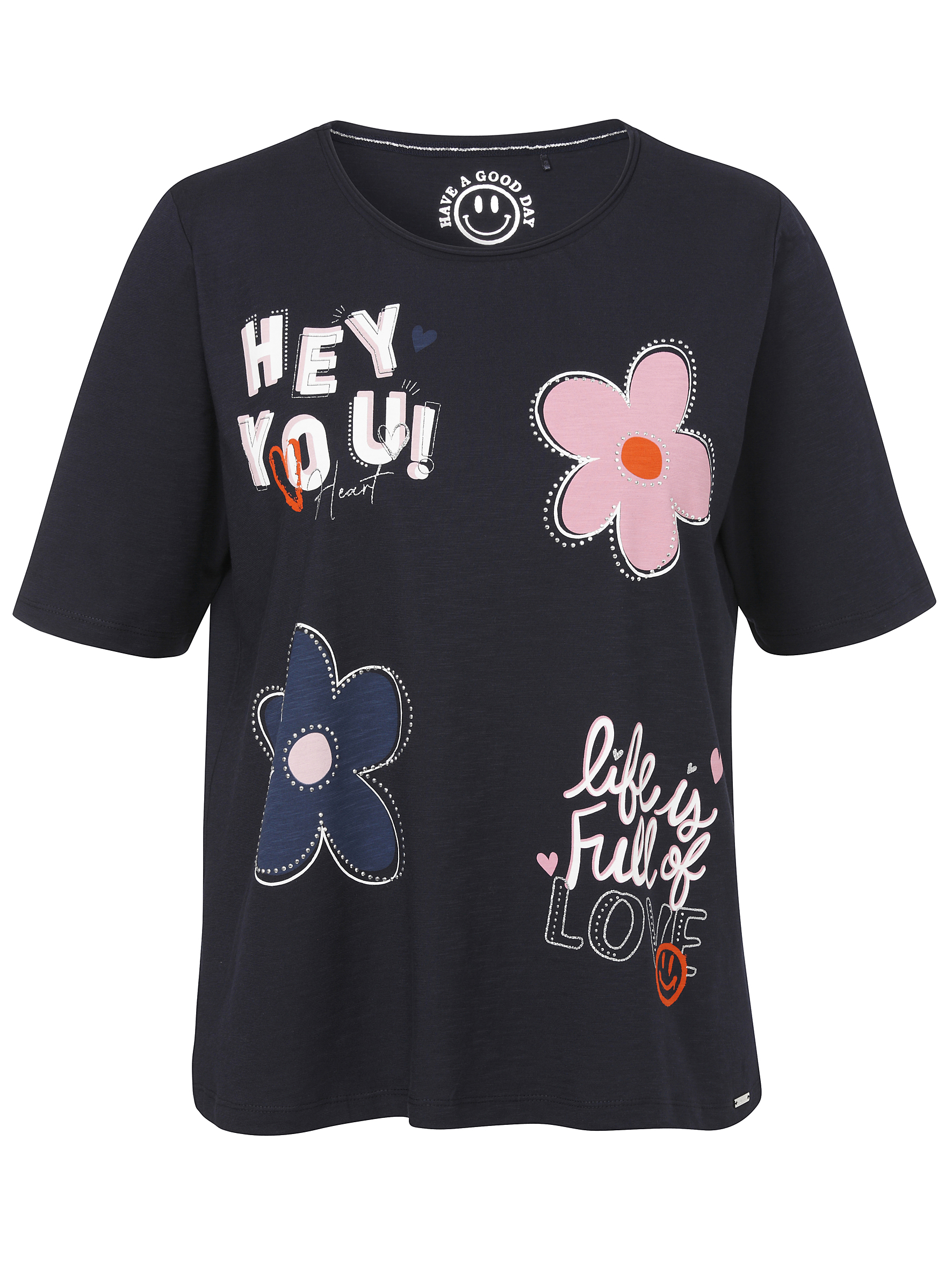 junges T-Shirt mit Druck Motiv und Strass-Applikationen