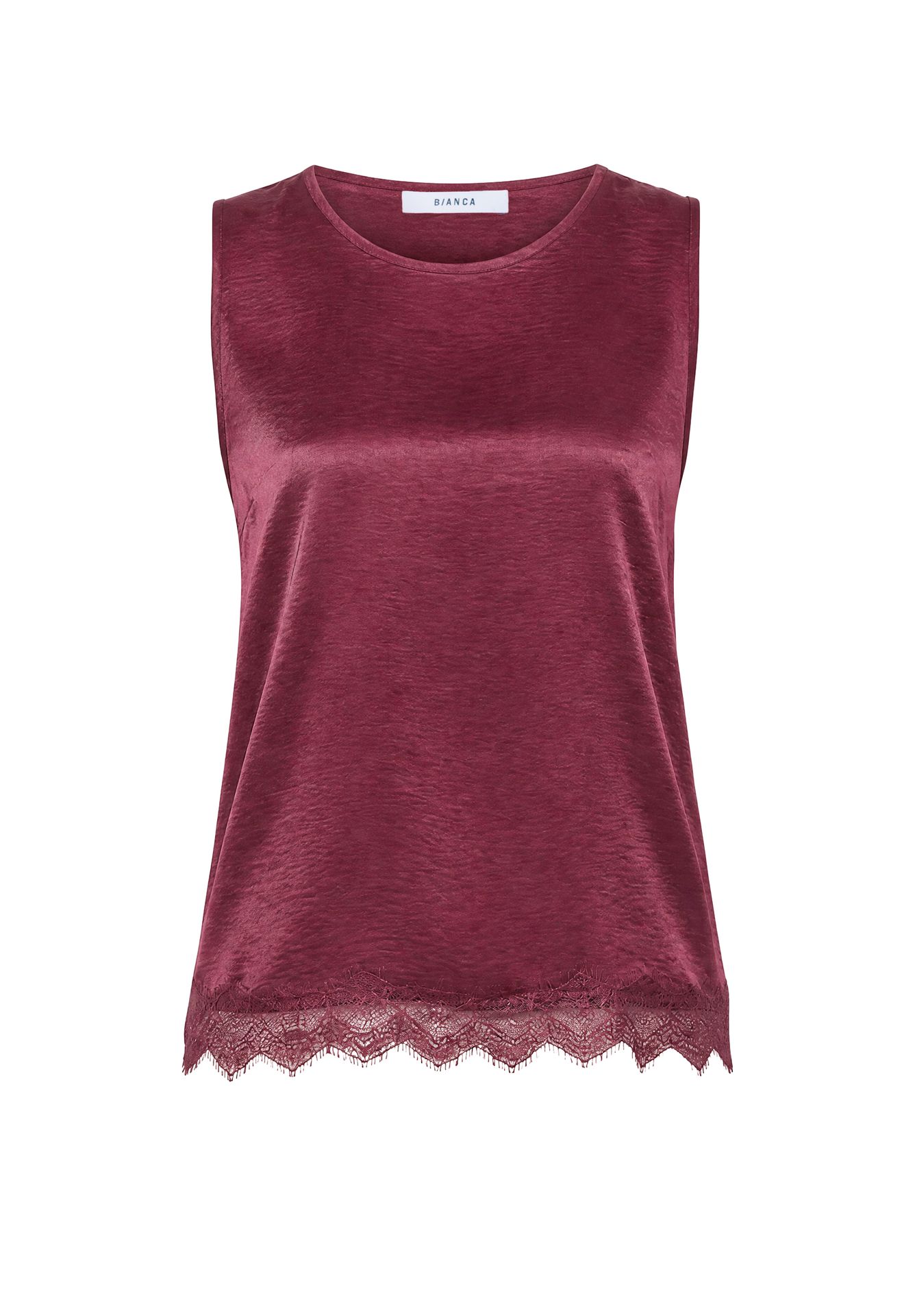 elegantes uni Blusen-Top mit Spitzenrand aus Viskose-Mix