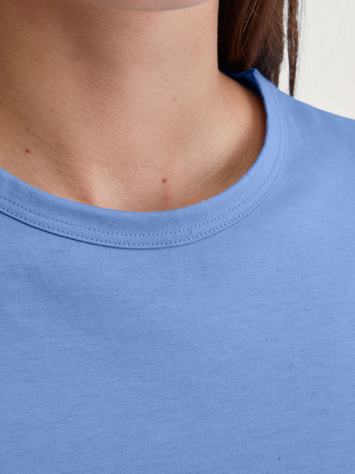 Damen-Bündchen-Schlafanzug mit gestreifter Hose aus reinem Baumwoll-Jersey