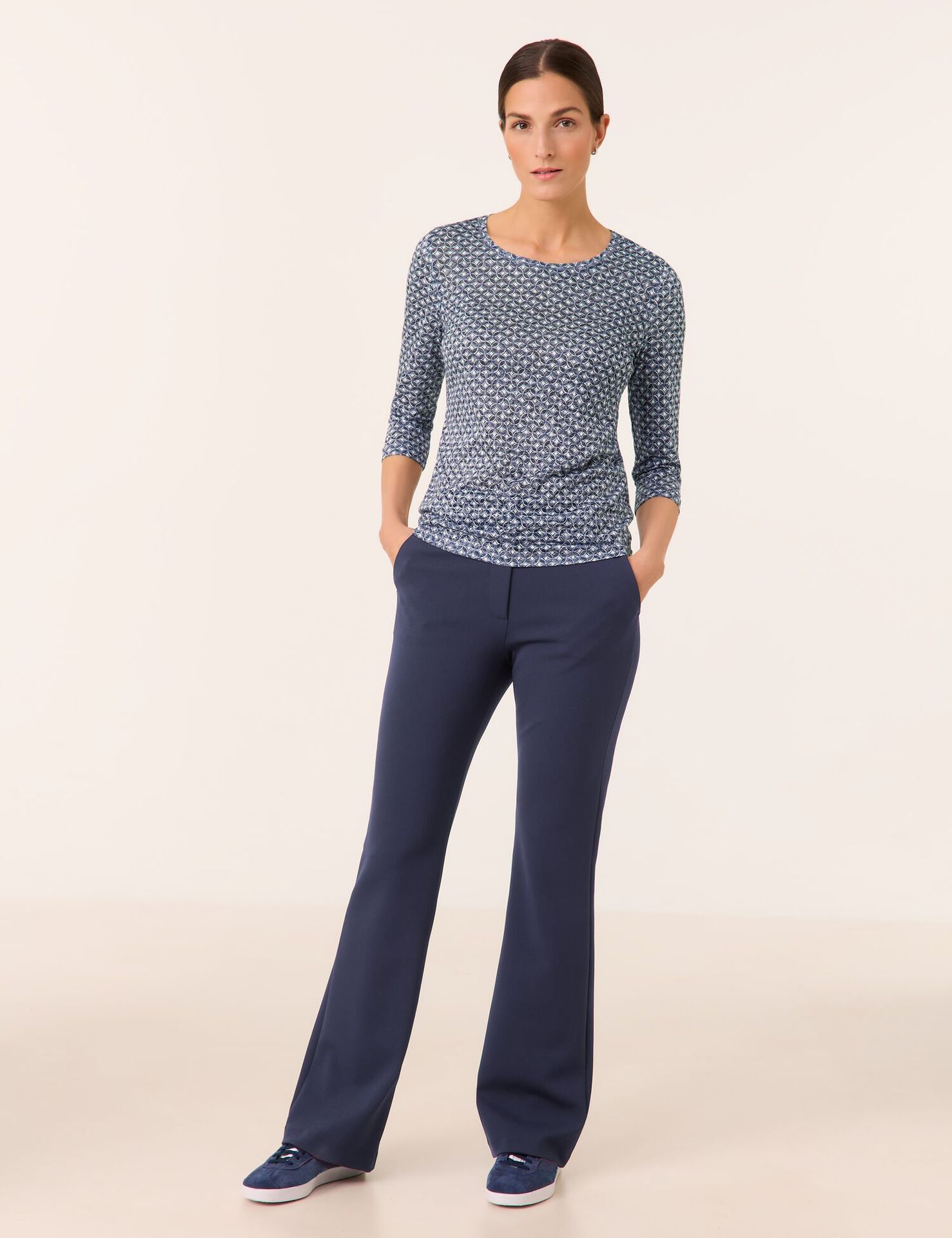 leichtes 3/4 Arm-Shirt in Allover Print