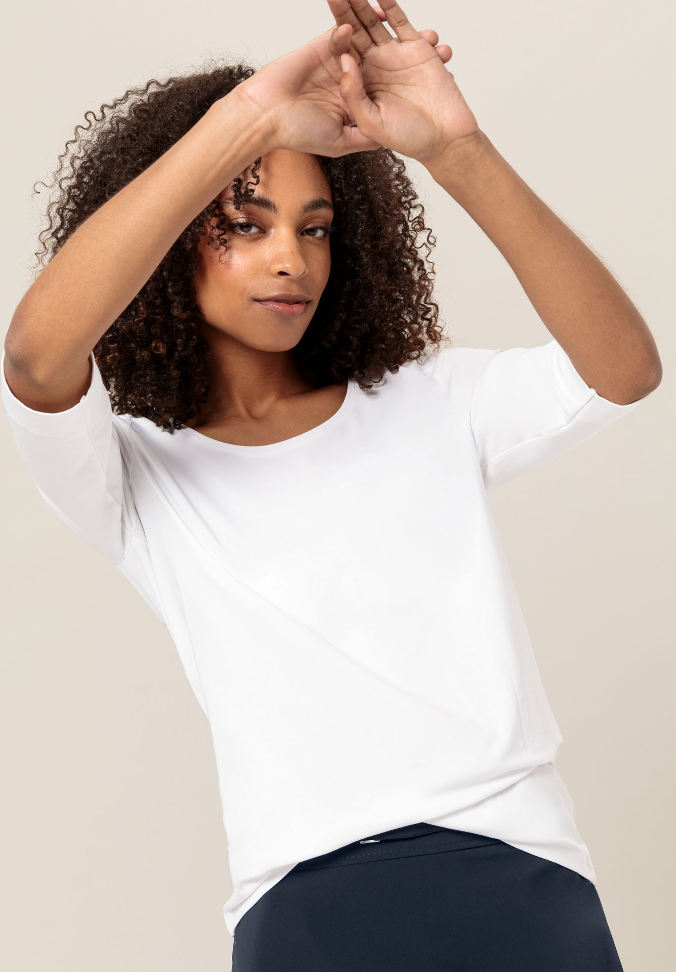 uni Basic-T-Shirt "DIELLA" aus Baumwoll-Modal-Mix