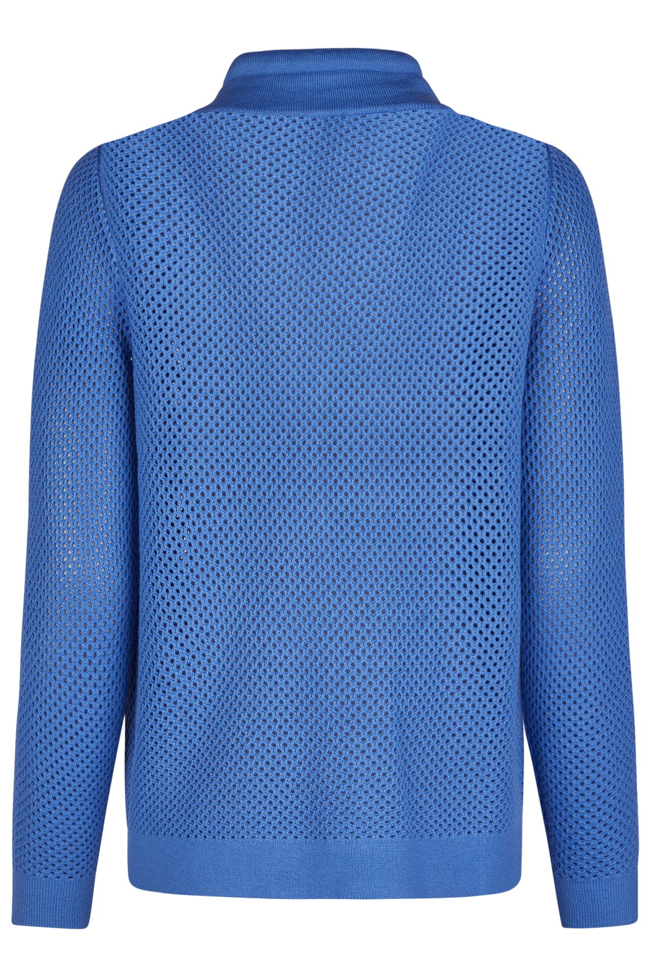 sportliche Strickjacke mit RV und Bindeband am Stehkragen aus BW-Mix
