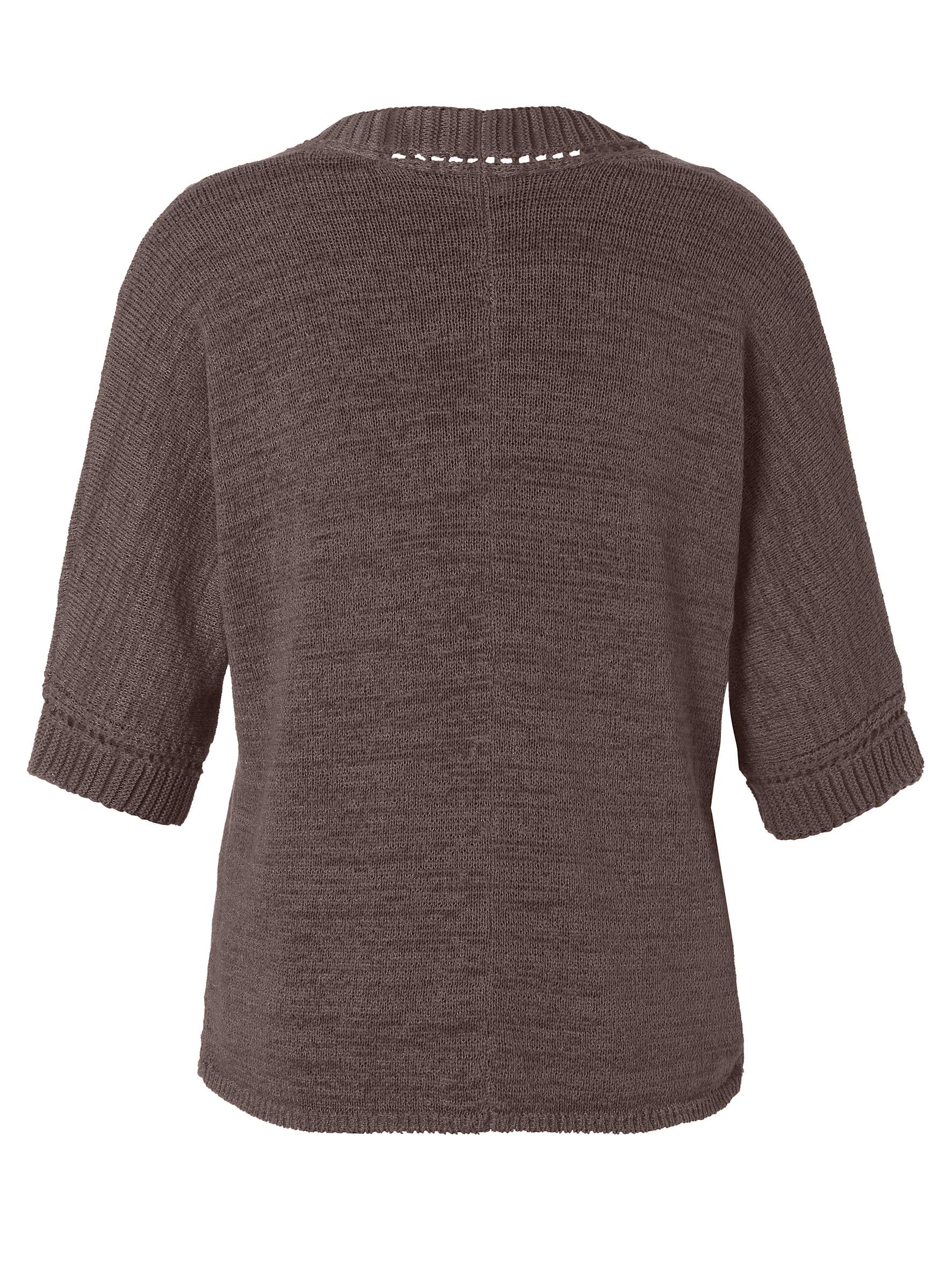 offene 3/4 Arm Strick-Jacke mit Ajour-Muster aus Baumwoll-Mix