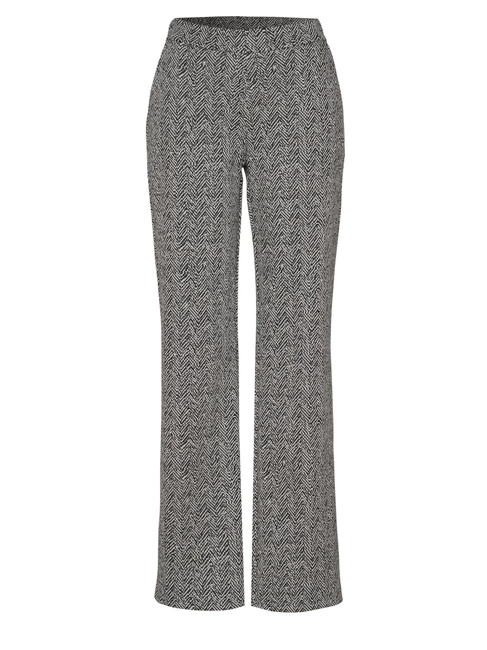 modisch-bequeme Damen-Schlupfhose "Jenny Wide Leg" im Heringbone-Dessin aus softem Baumwoll-Mix-Jersey