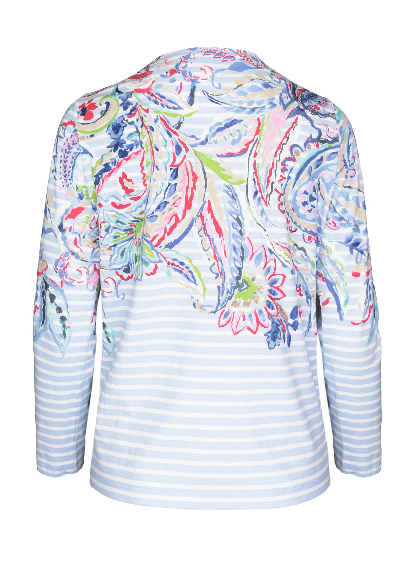 Langarmshirt "DAMI" im Ringeldesign mit platziertem Paisley-Print aus Baumwoll-Modal-Mix