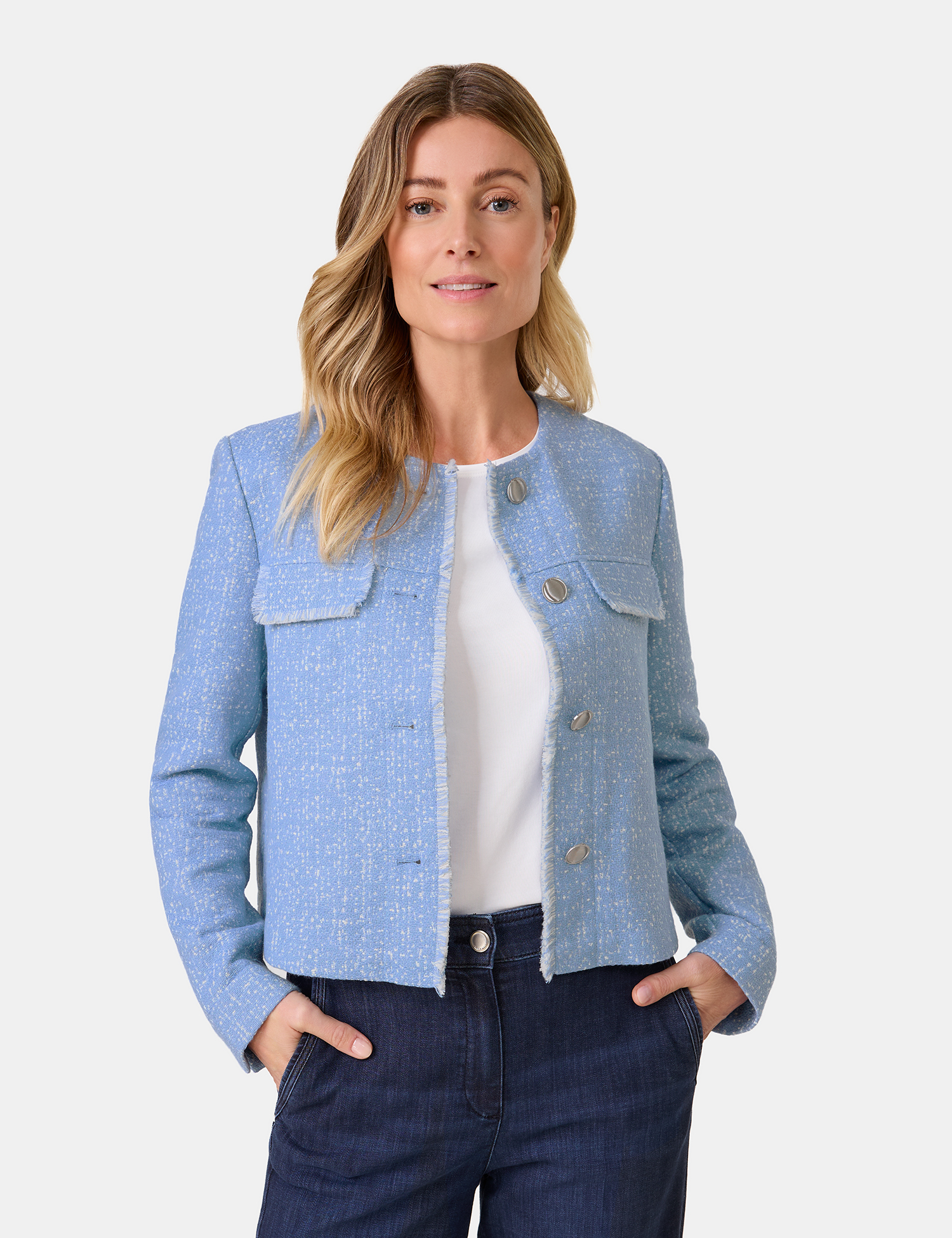 kurze Blazerjacke in Tweedoptik