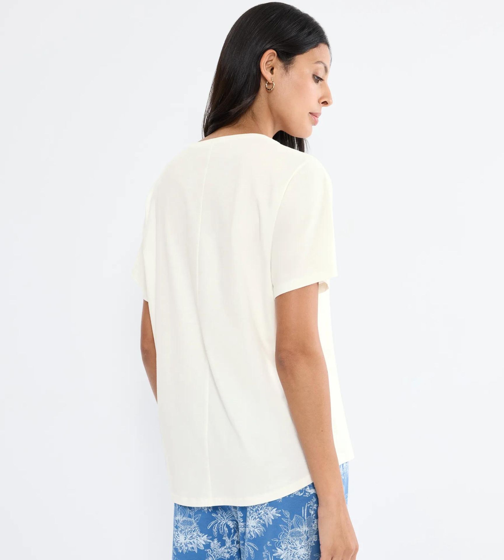 Sleepwear-T-Shirt "Mix & Match Top SSL 04 mit" mit kleinem Front-Print aus reinem Baumwoll-Jersey