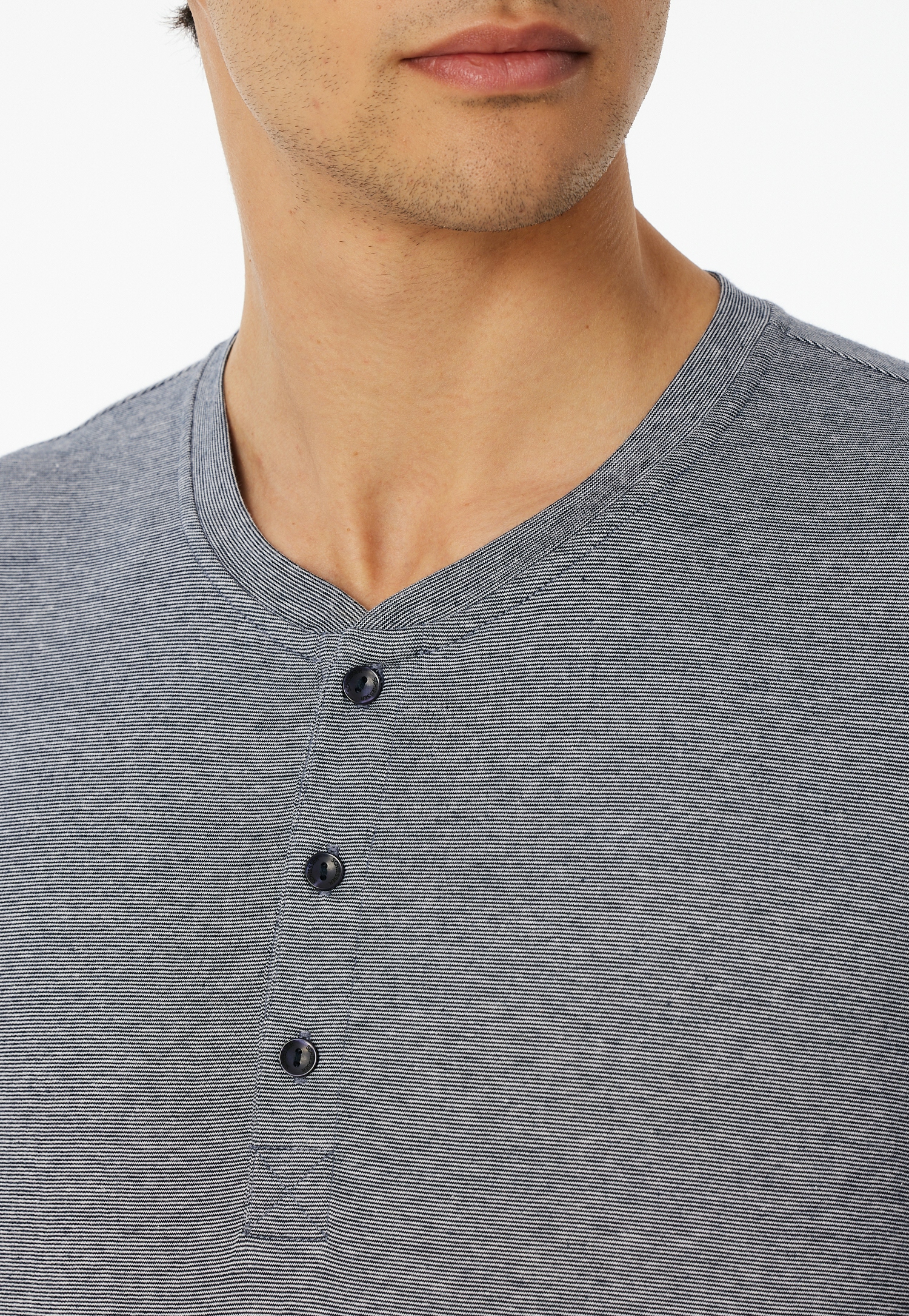 langer Herren-Schlafanzug mit Knopfleiste aus Single-Jersey