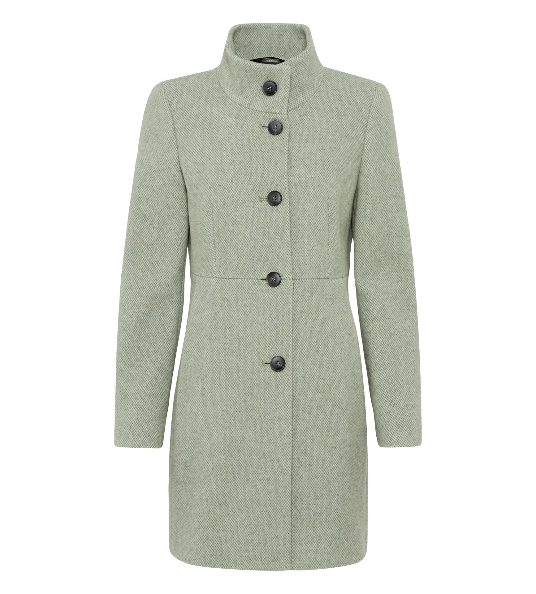 lange taillierte Wolljacke mit hohem Wollanteil