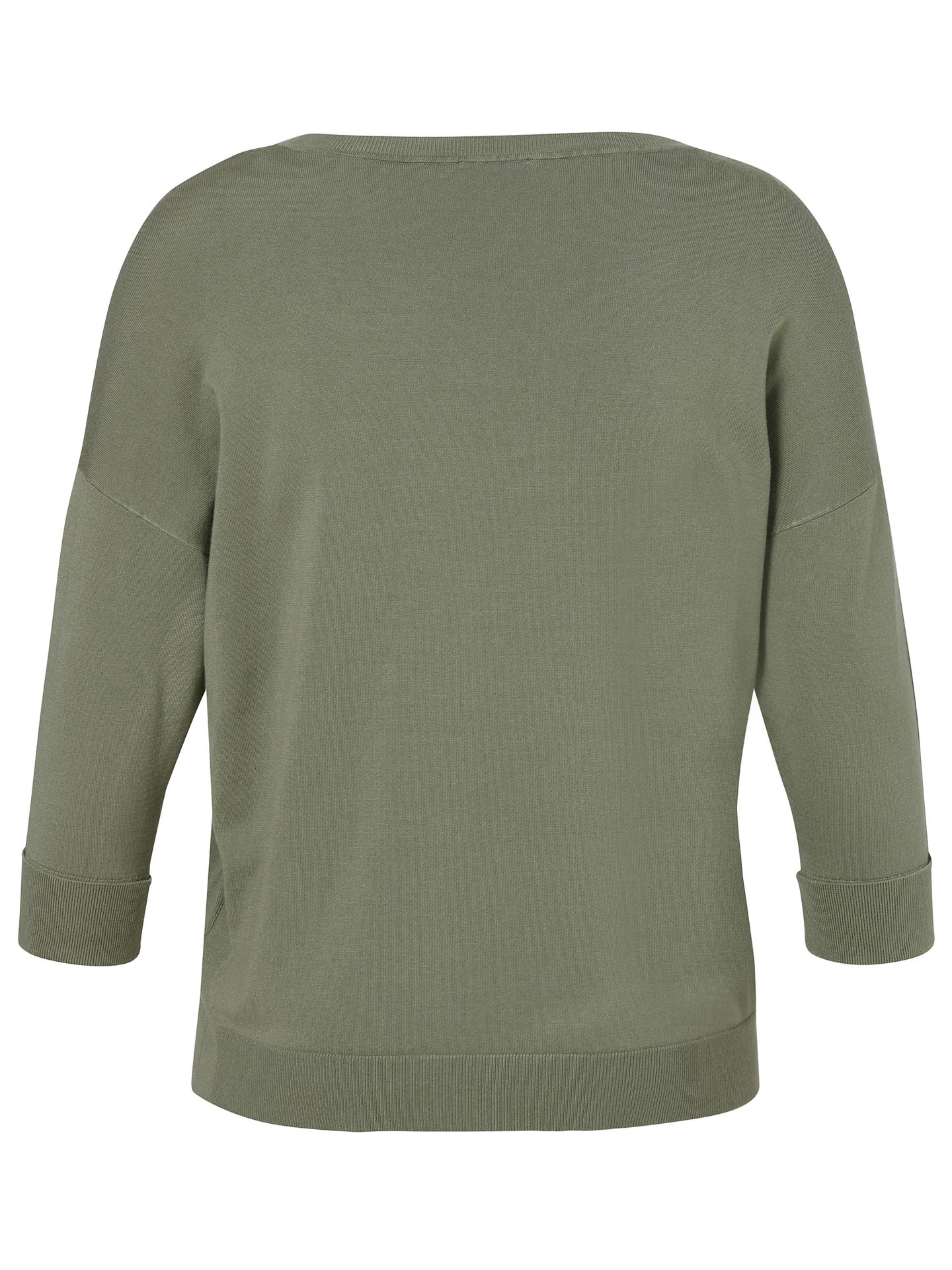 Feinstrick-Pullover mit U-Boot Ausschnitt und 3/4 Arm mit Knopf-Applikationen aus Viskose-Mix