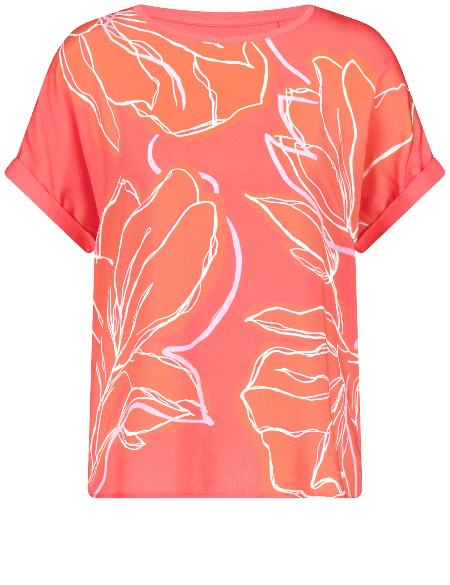 Fließendes Blusen-Shirt mit gemustertem Blusen-Vorderteil