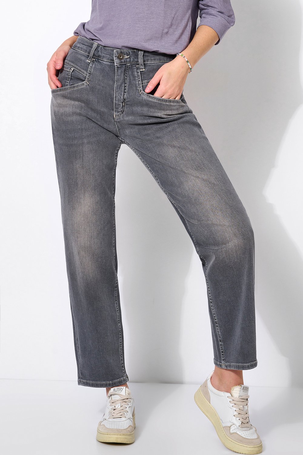 bequeme hochgeschnittene Damen-Jeans "Happy" mit geradem Bein