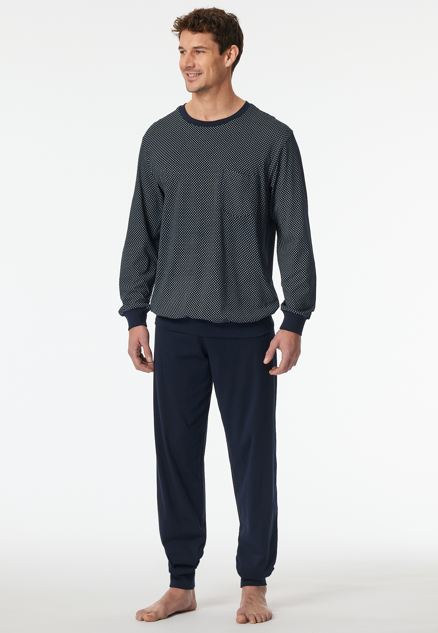 langer Herren-Schlafanzug aus Single-Jersey