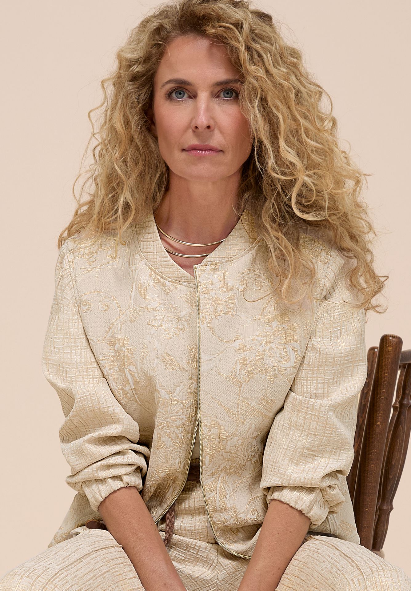 elegante Blouson-Jacke "RACHEL" mit glänzendem Webmuster und 2-Wege-Reißverschluss