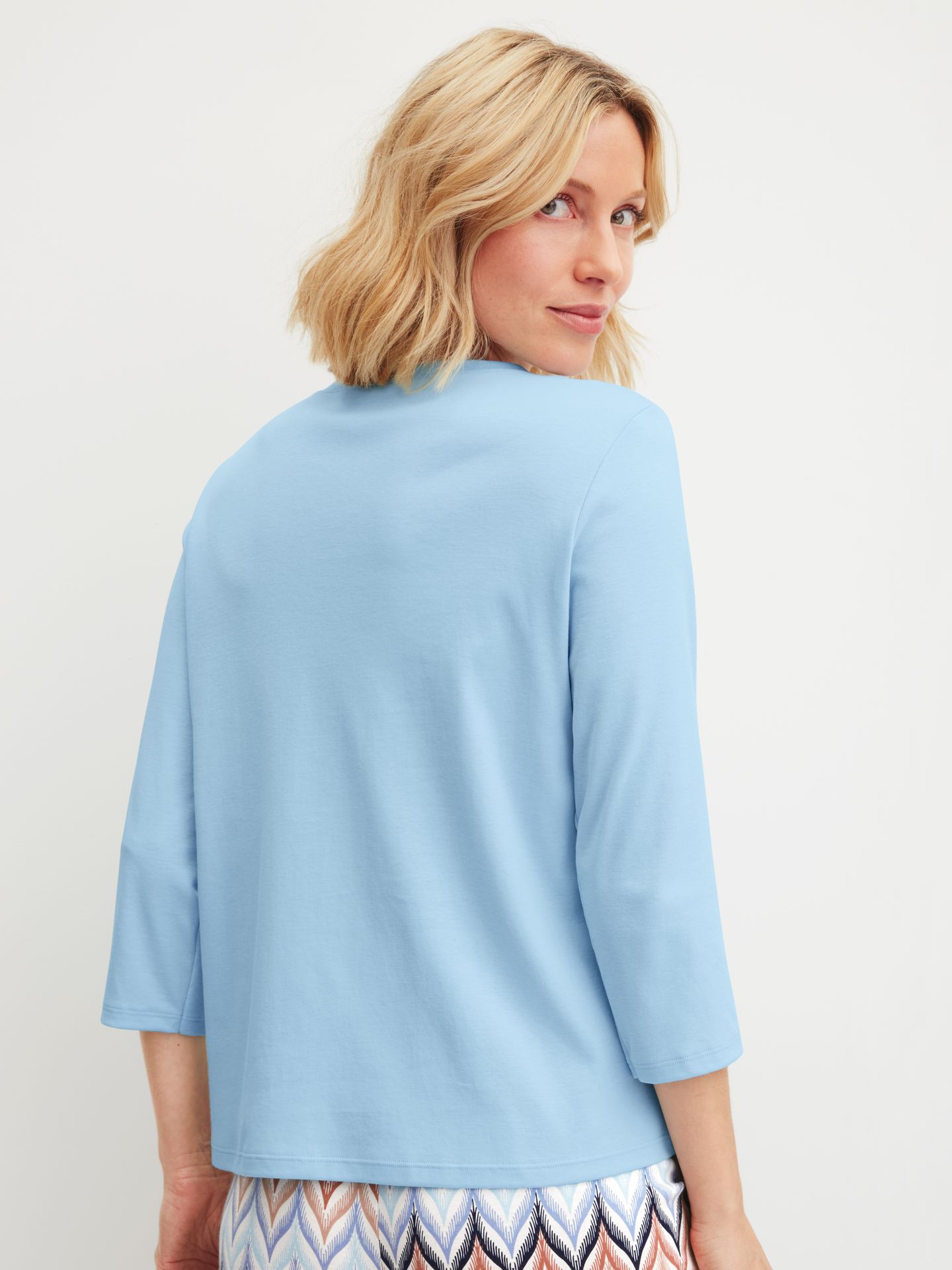 uni 3/4 Arm-Sleepwear-Shirt aus reinem Baumwoll-Jersey