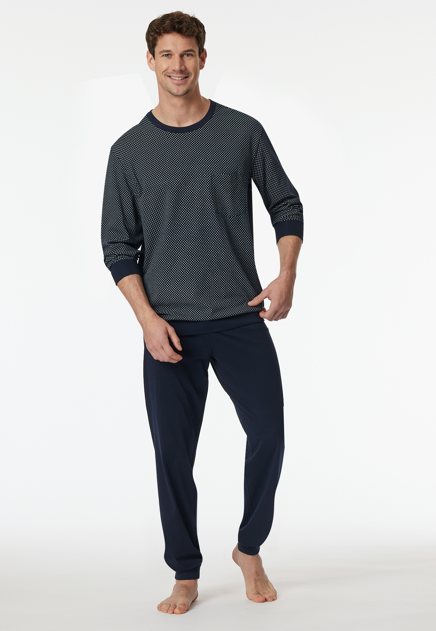 langer Herren-Schlafanzug aus Single-Jersey