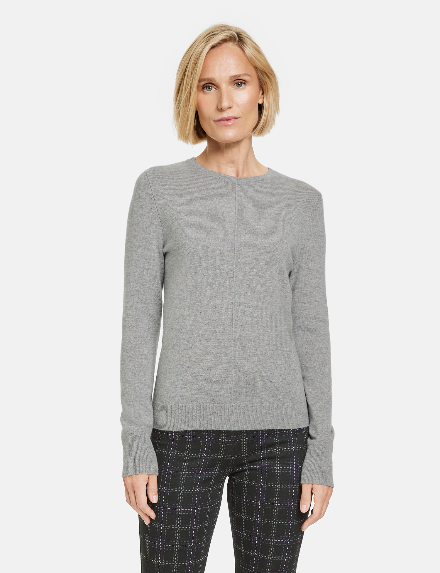 schlichter kurzer Woll-Pullover mit Cashmere-Anteil