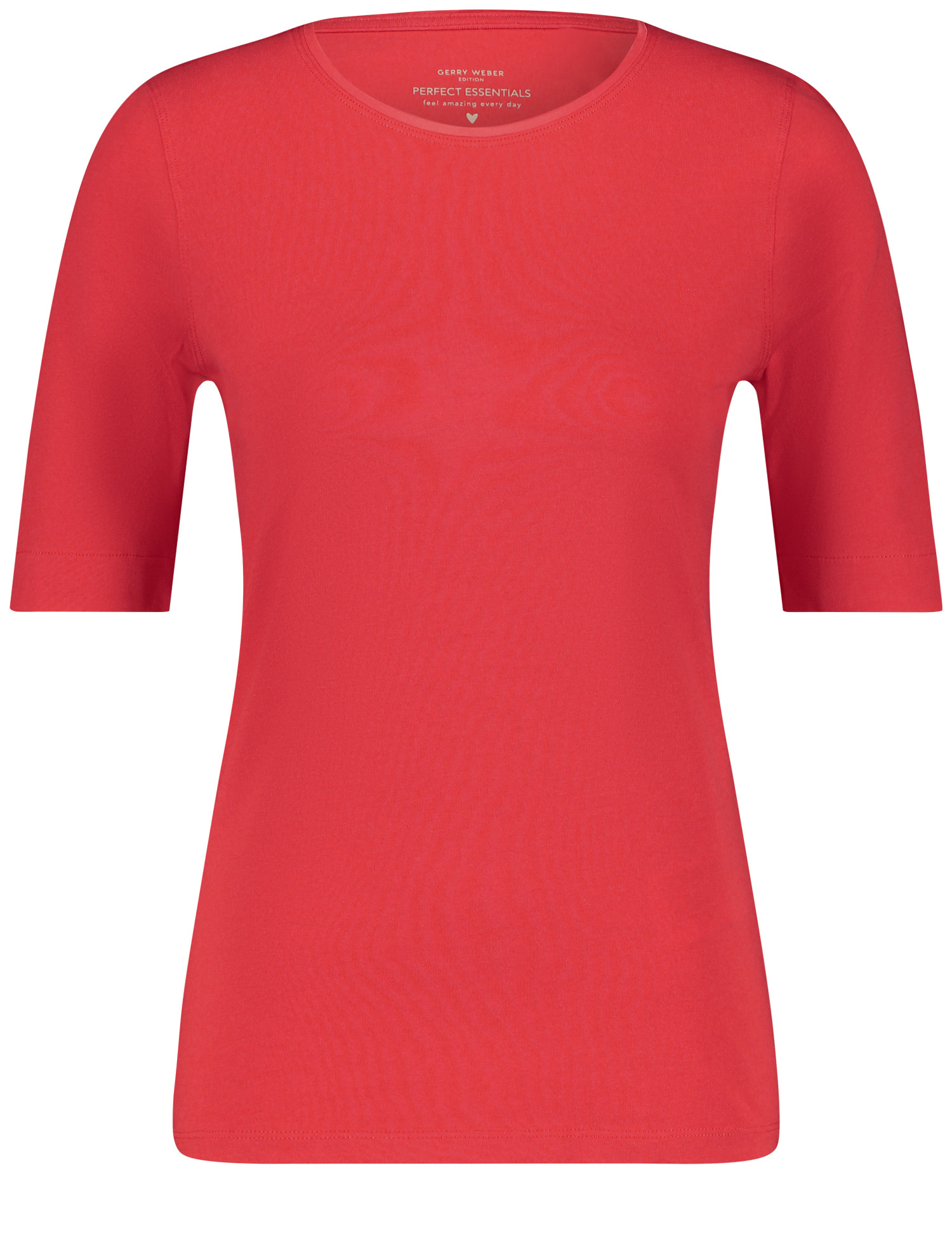 uni T-Shirt mit satiniertem Ausschnitt aus Baumwoll-Jersey