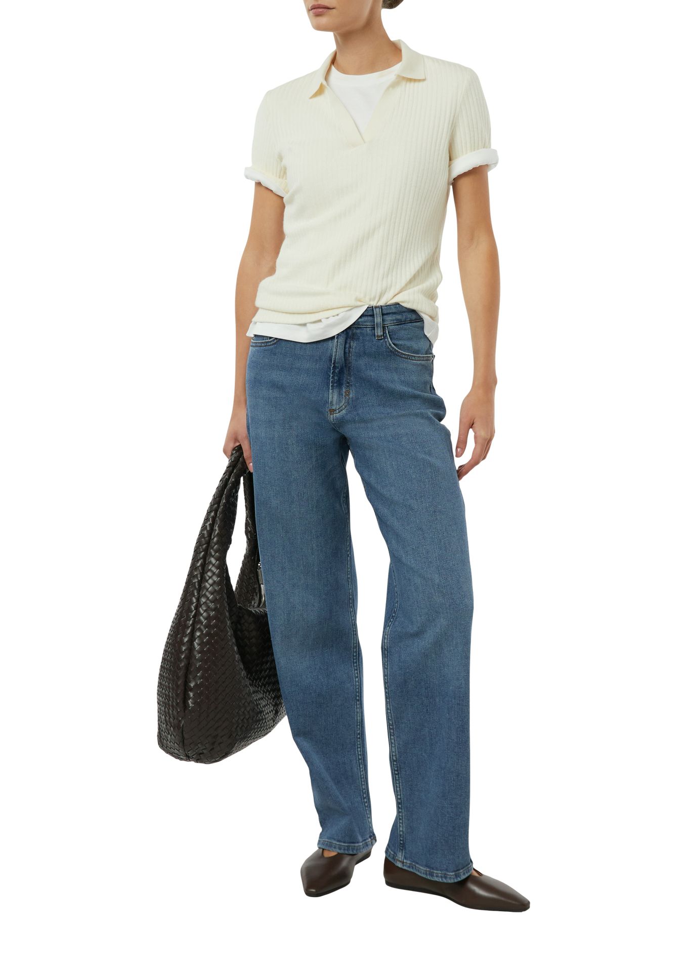 modische Jeans-Hose mit weitem Bein aus Baumwoll-Elasthan